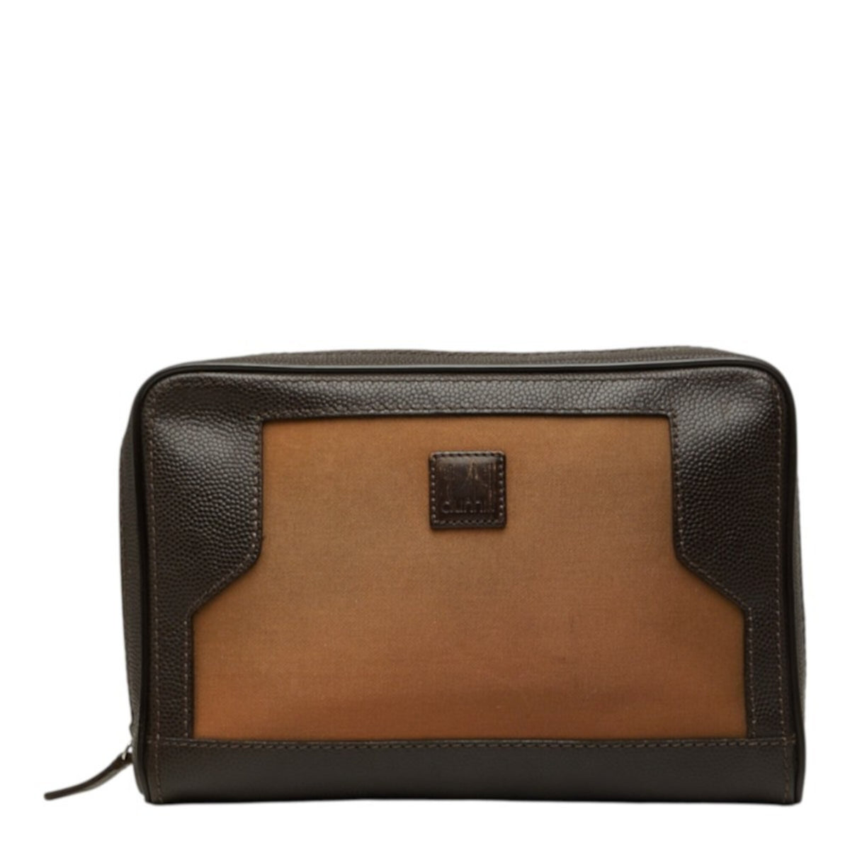 Dunhill Brown Canvas Leather Clutch Bag (Pre-Owned)
