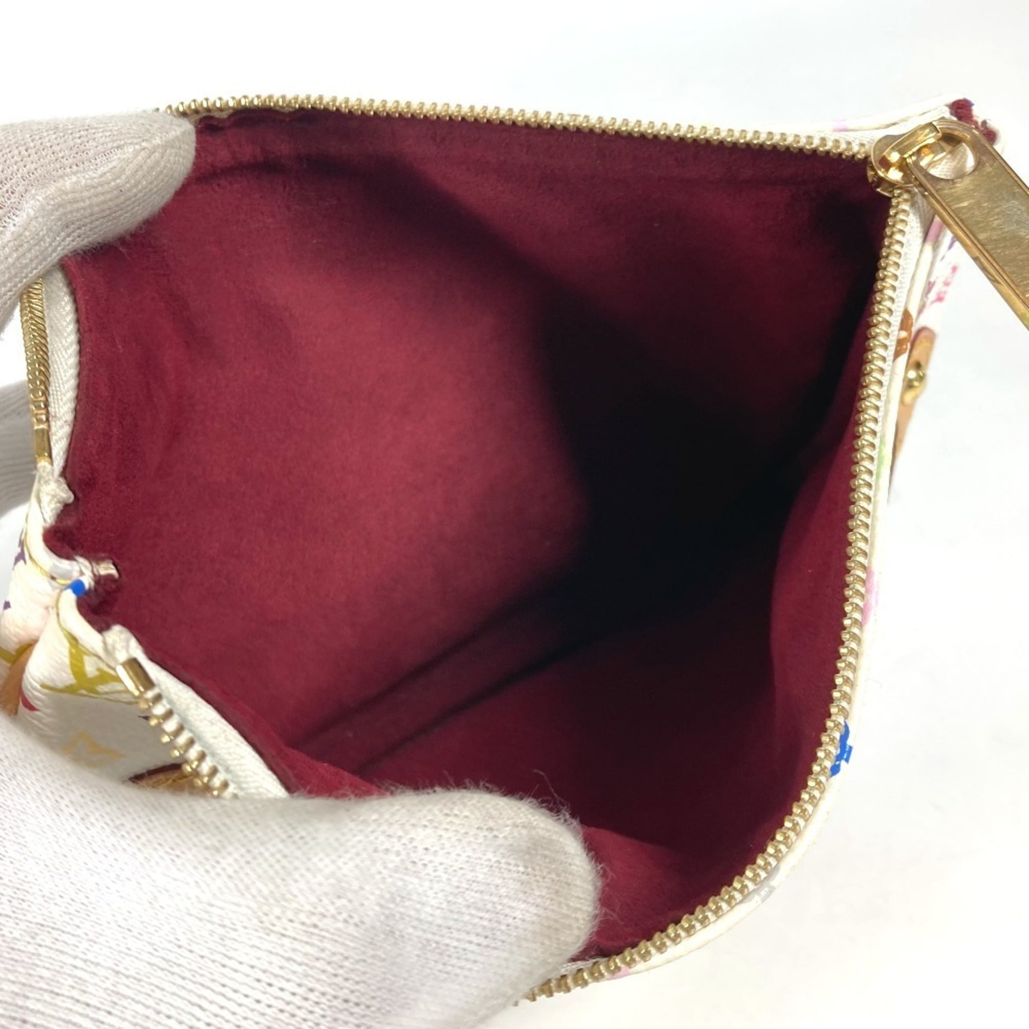 Louis Vuitton Blanc Multi-Color White Monogram Multicolore Clutch Bag Pochette Pouch (Pre-Owned)