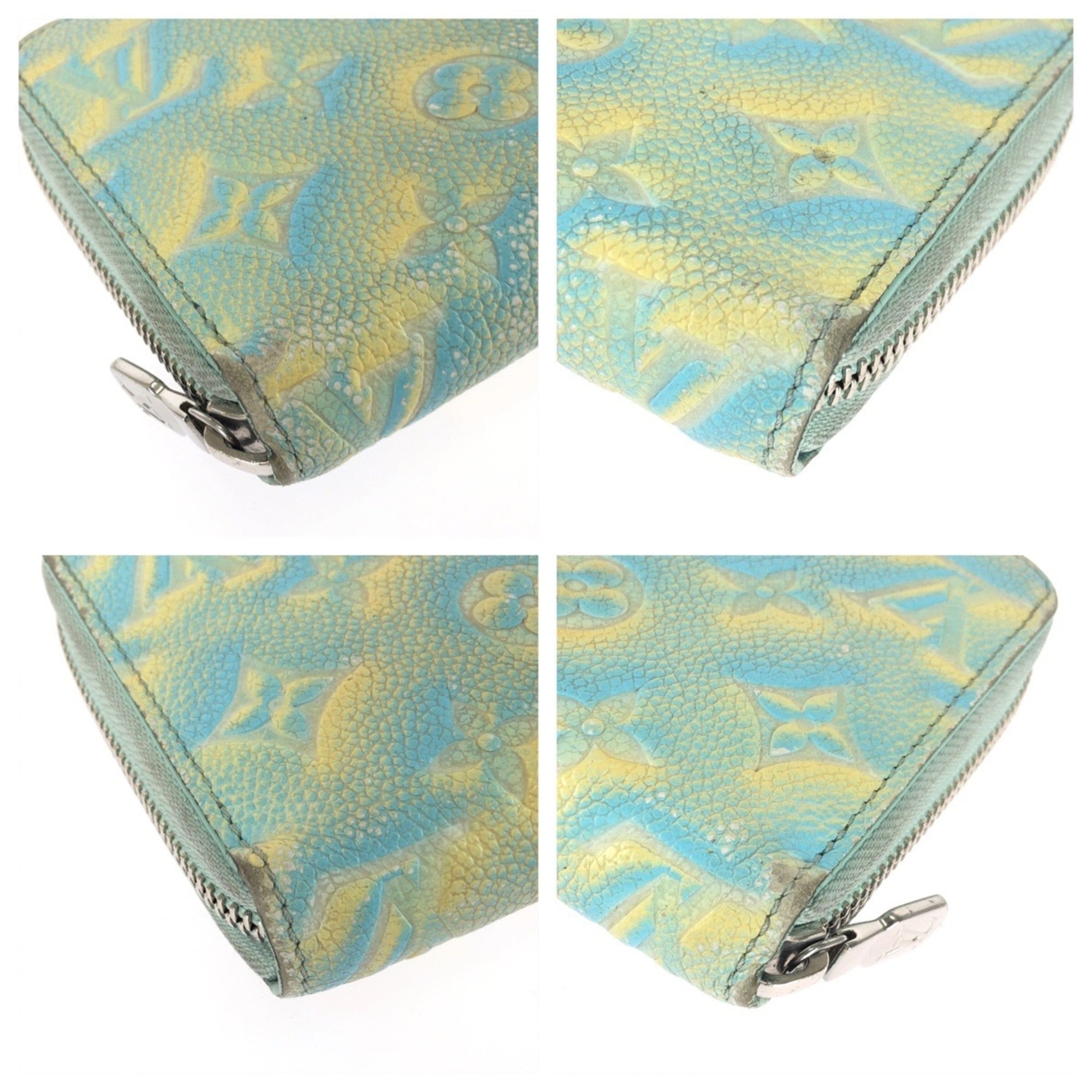 Louis Vuitton Blue Yellow Leather Long Wallet (Bi-Fold) (Pre-Owned)