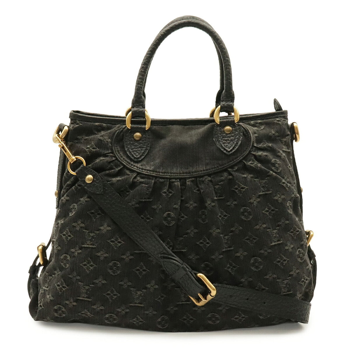Louis Vuitton Noir Denim Canvas Shoulder Bag Tote Bag (Pre-Owned)