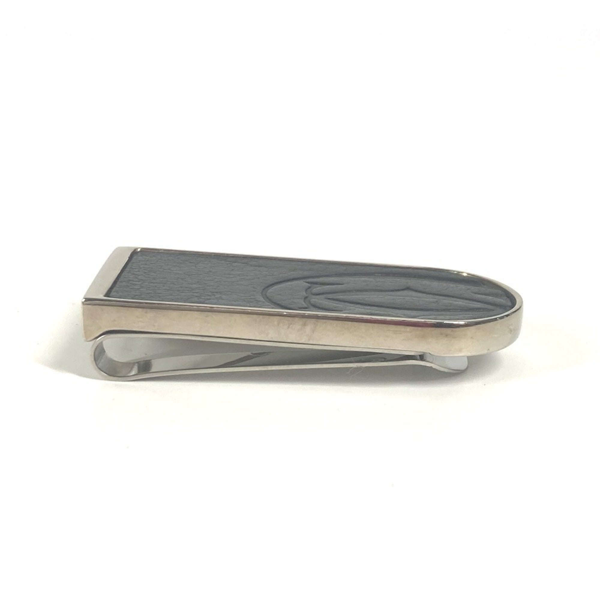 Cartier Silver Black Stainless Steel Leather Money Clip (Pre-Owned)