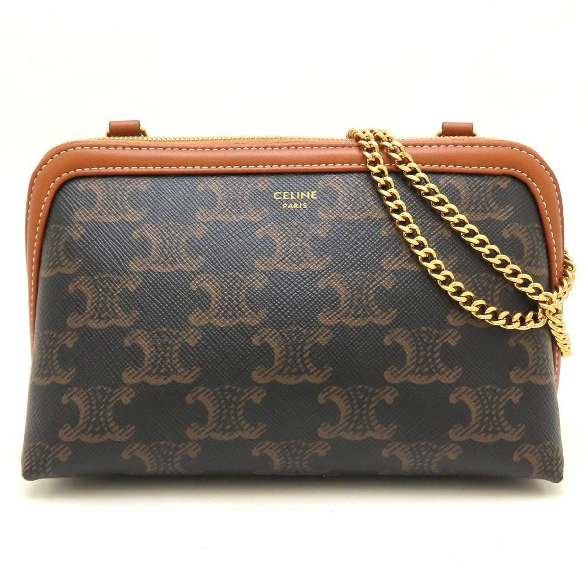 Celine Brown Coated Canvas Shoulder Bag (Pre-Owned)