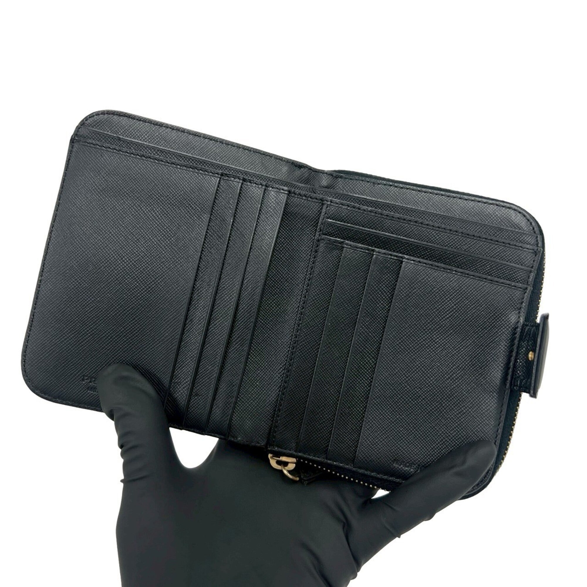 Prada Black Nylon Leather Wallet (Bi-Fold) (Pre-Owned)