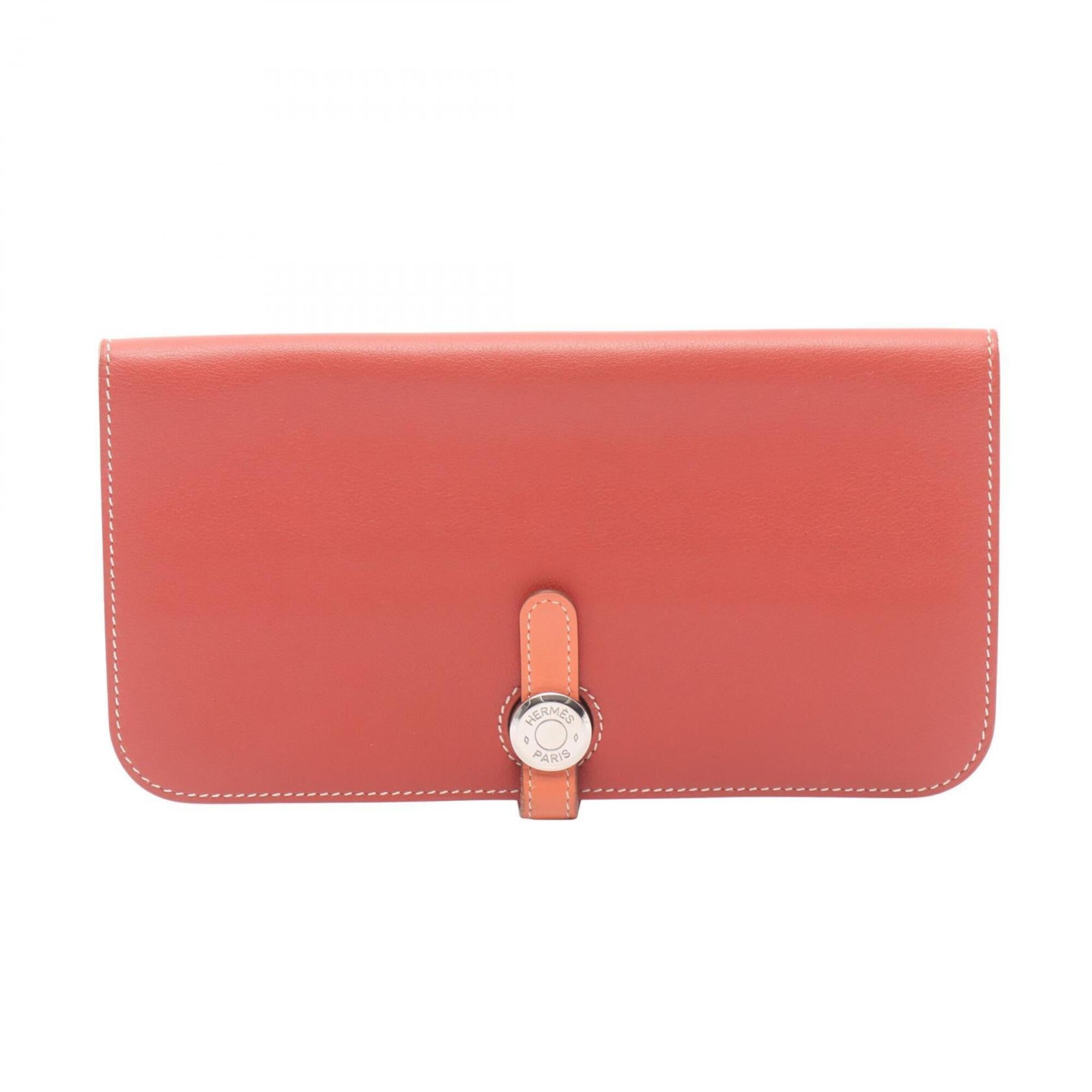 Hermes Bordeaux Pink Swift Leather Leather Long Wallet (Bi-Fold) (Pre-Owned)