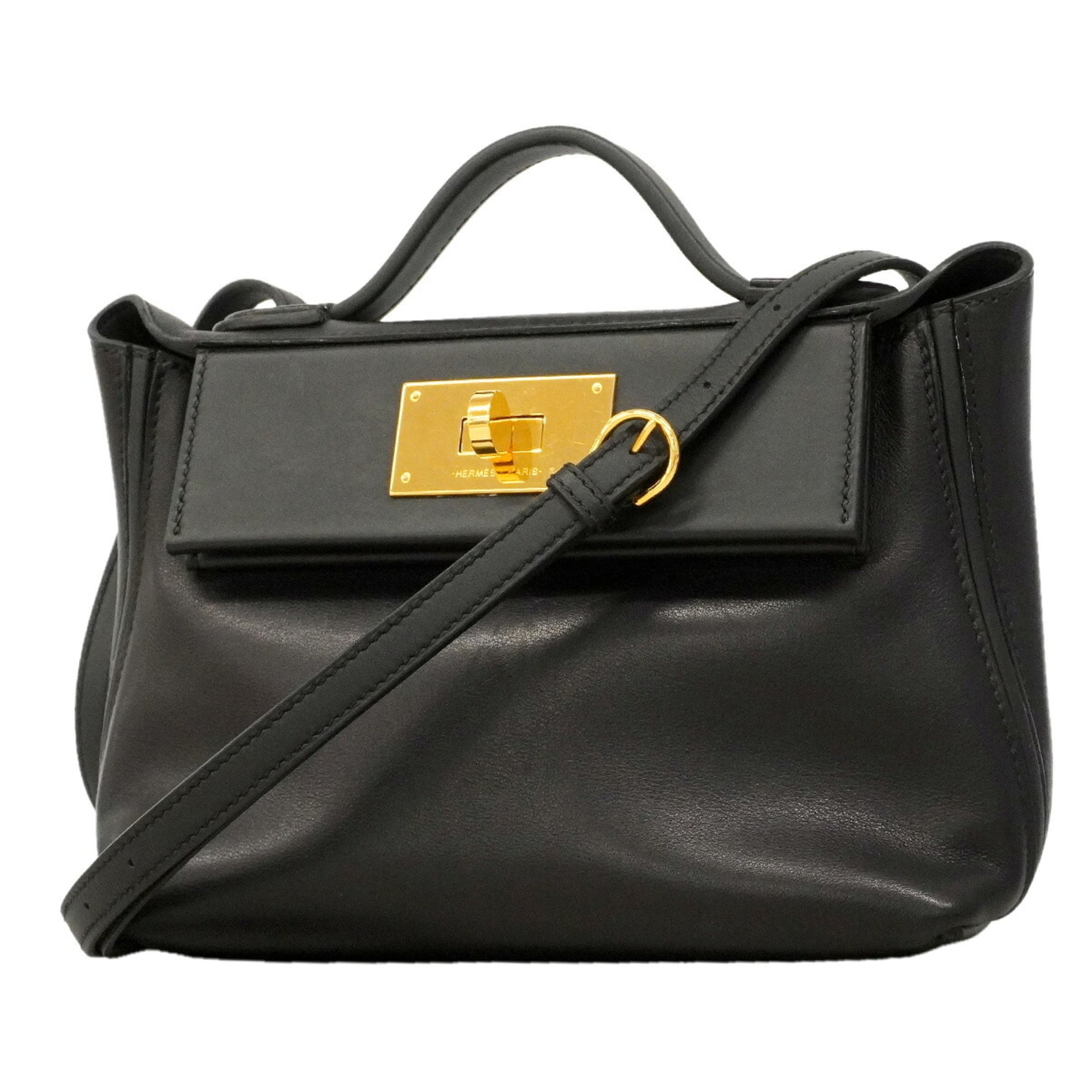 Hermes Black Swift Leather Handbag (Pre-Owned)
