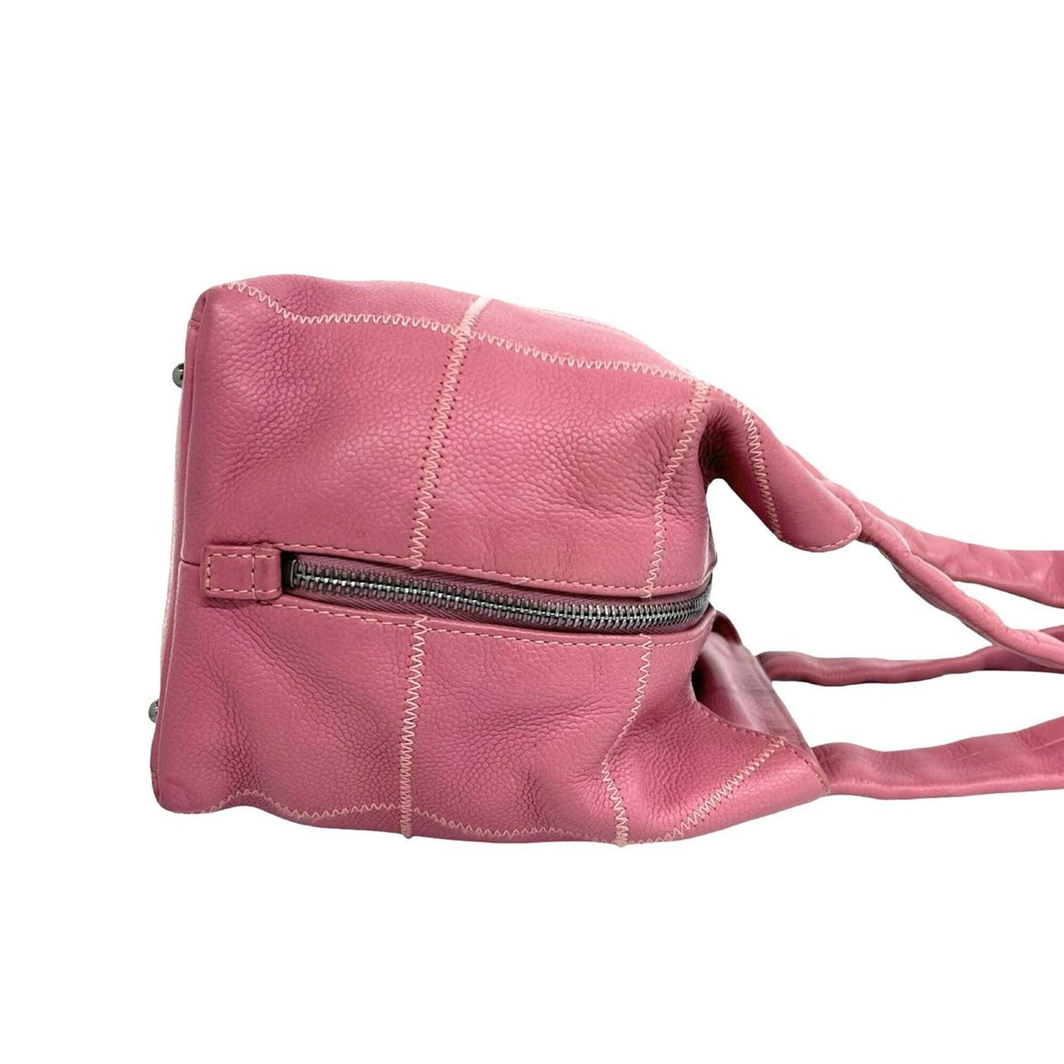 Chanel Pink Grained Calfskin Boston Bag Handbag (Pre-Owned)