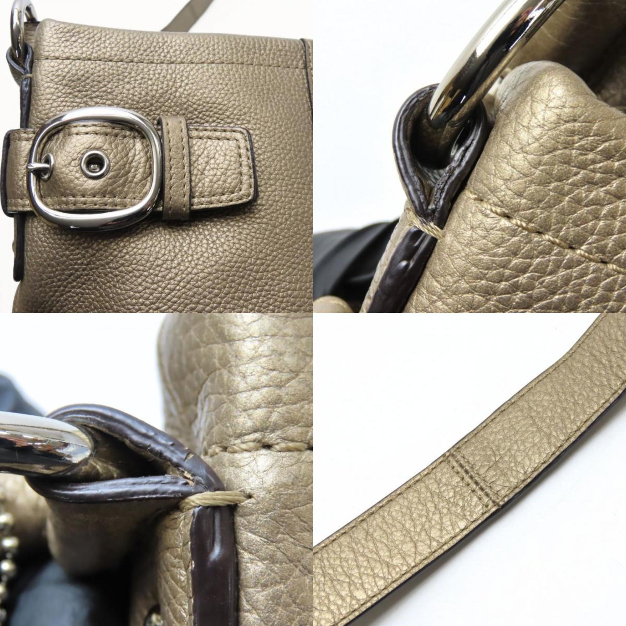 Coach Gold Brown Leather Shoulder Bag (Pre-Owned)