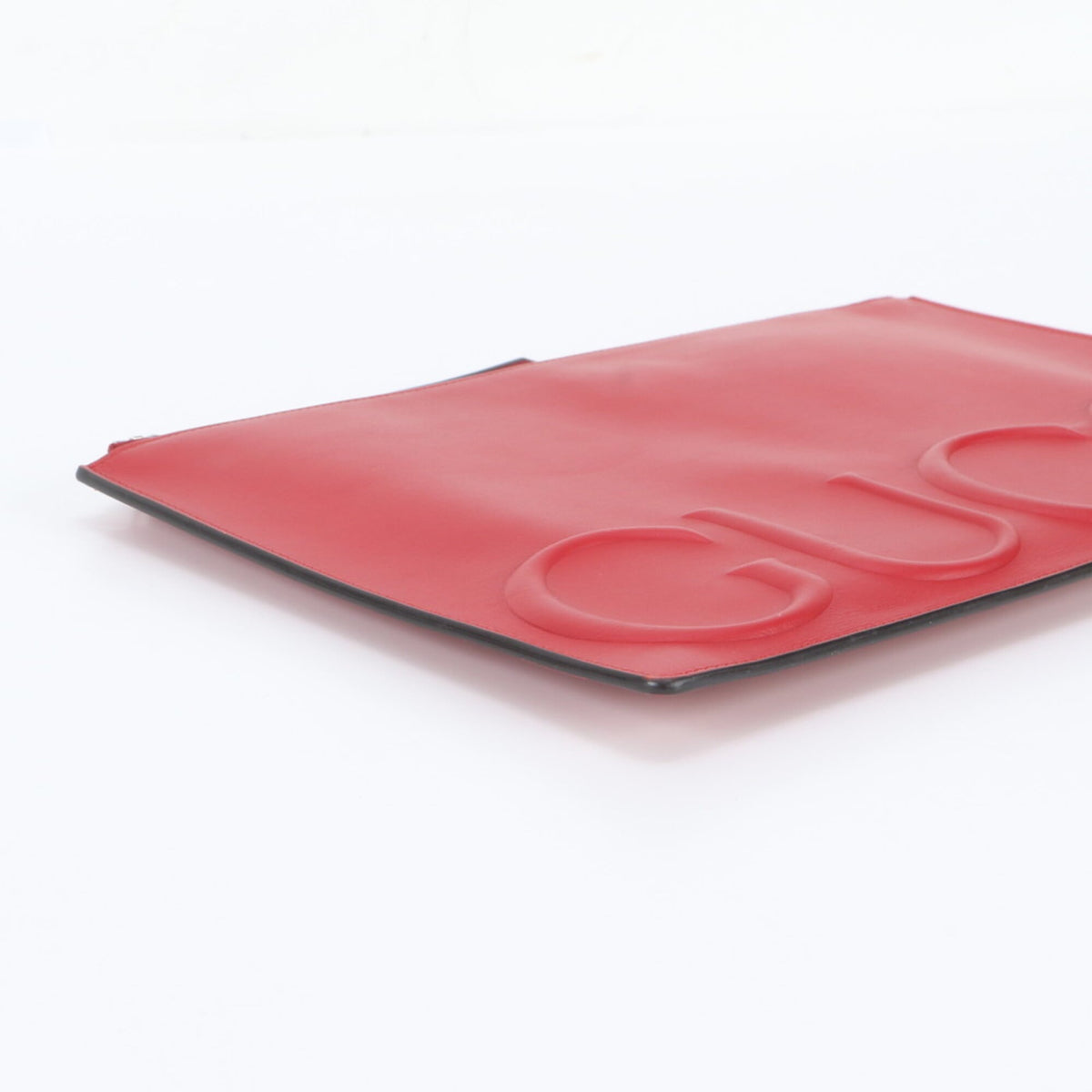 Gucci Red Color Leather Clutch Bag Pouch (Pre-Owned)