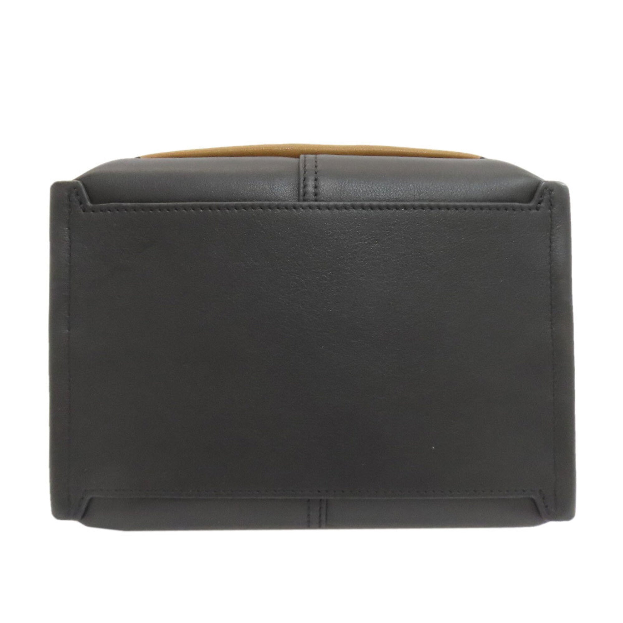 Longchamp Black Brown Green Leather Handbag (Pre-Owned)