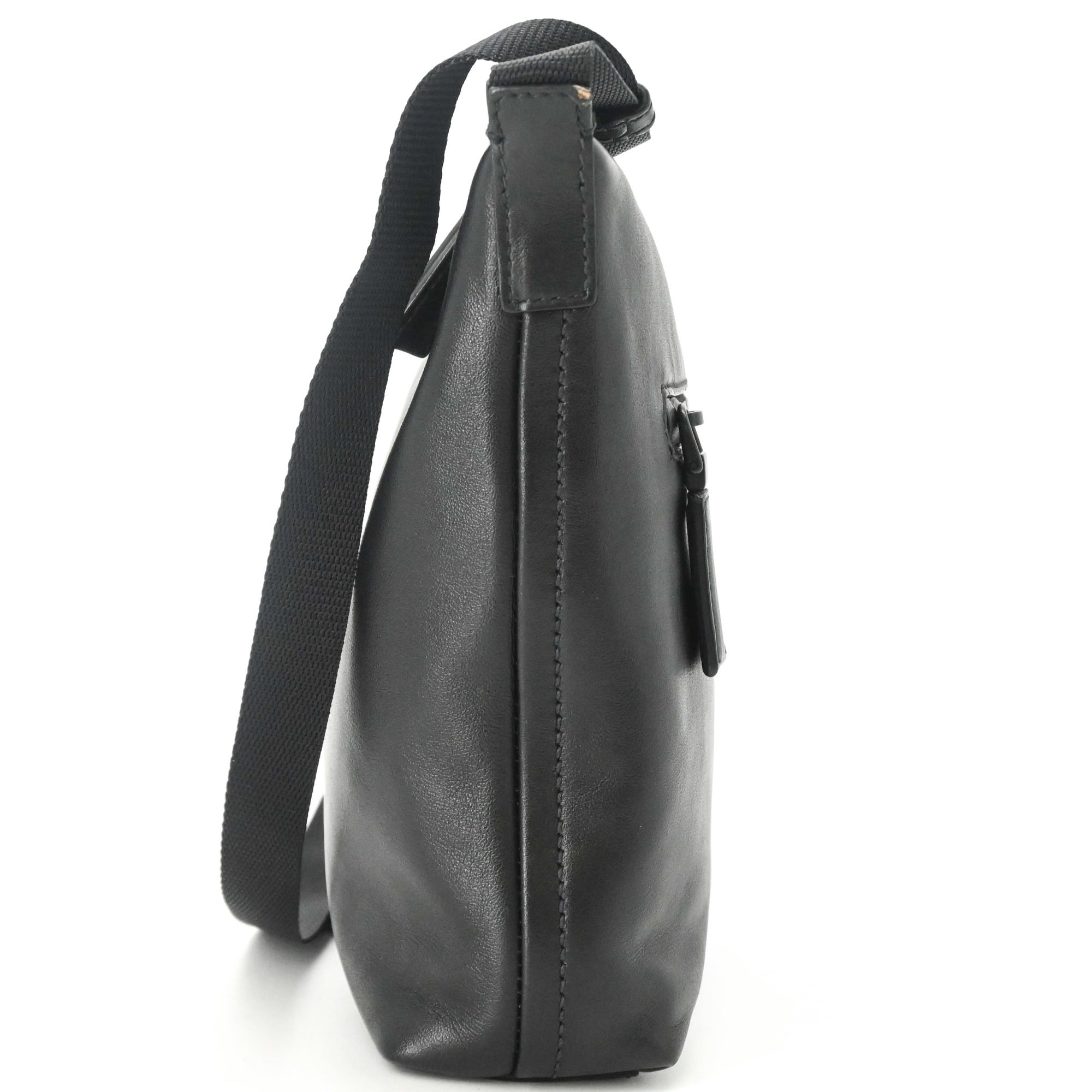 Prada Black Blue Leather Shoulder Bag (Pre-Owned)