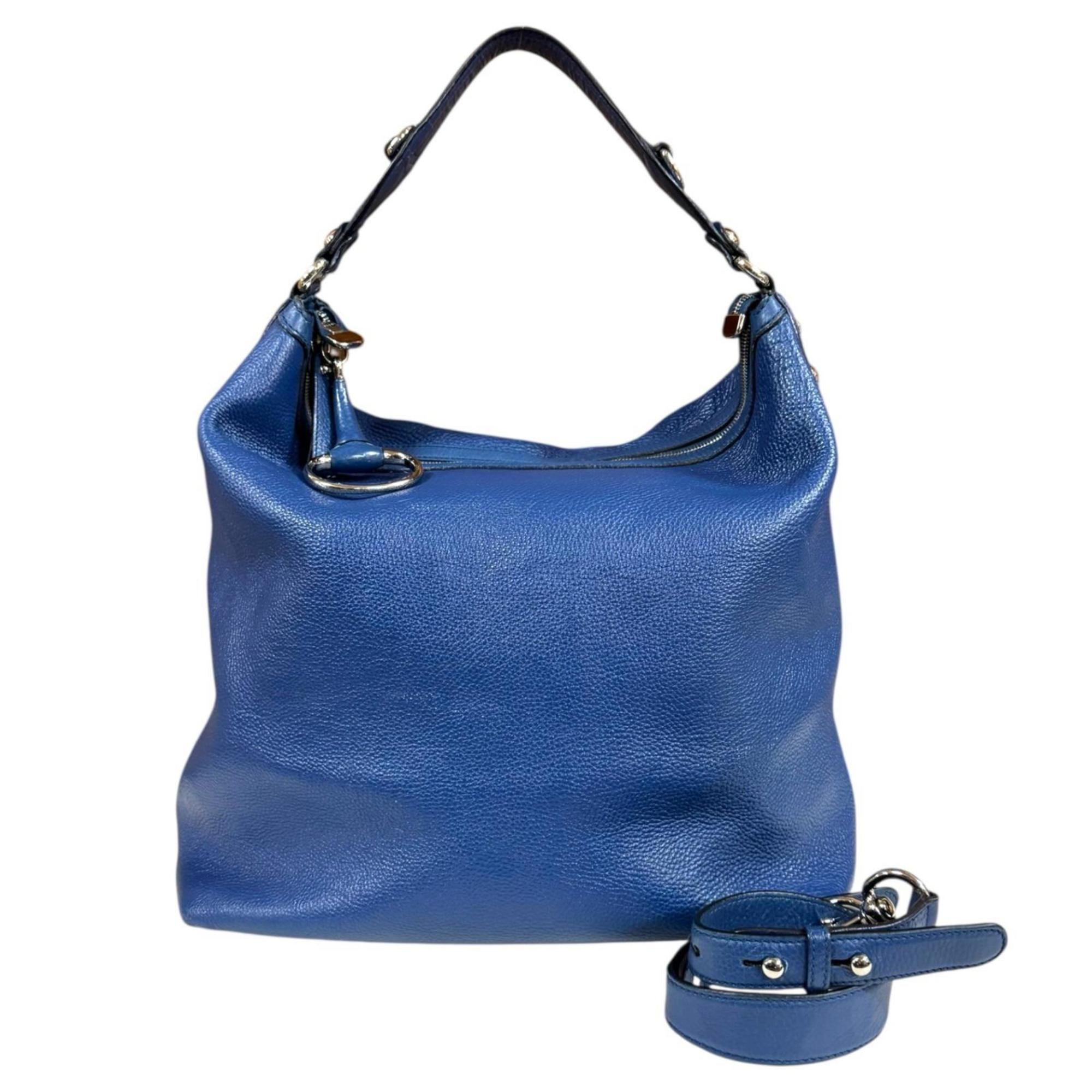 Gucci Blue Leather Shoulder Bag Tote Bag (Pre-Owned)