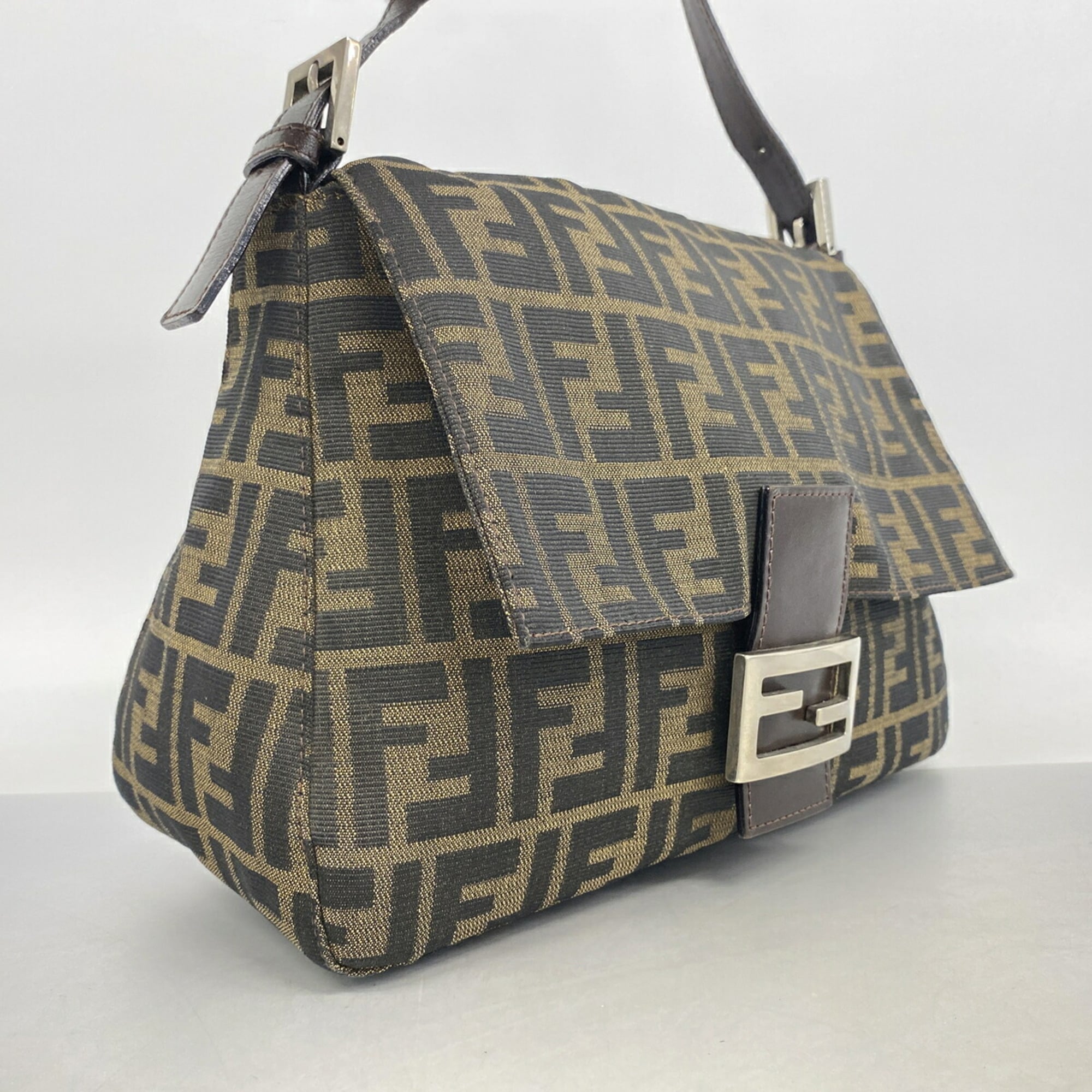 Fendi Brown Nylon Canvas Handbag (Pre-Owned)