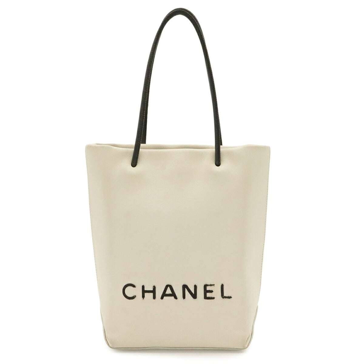 Chanel Black White Yellow Leather Handbag Tote Bag (Pre-Owned)