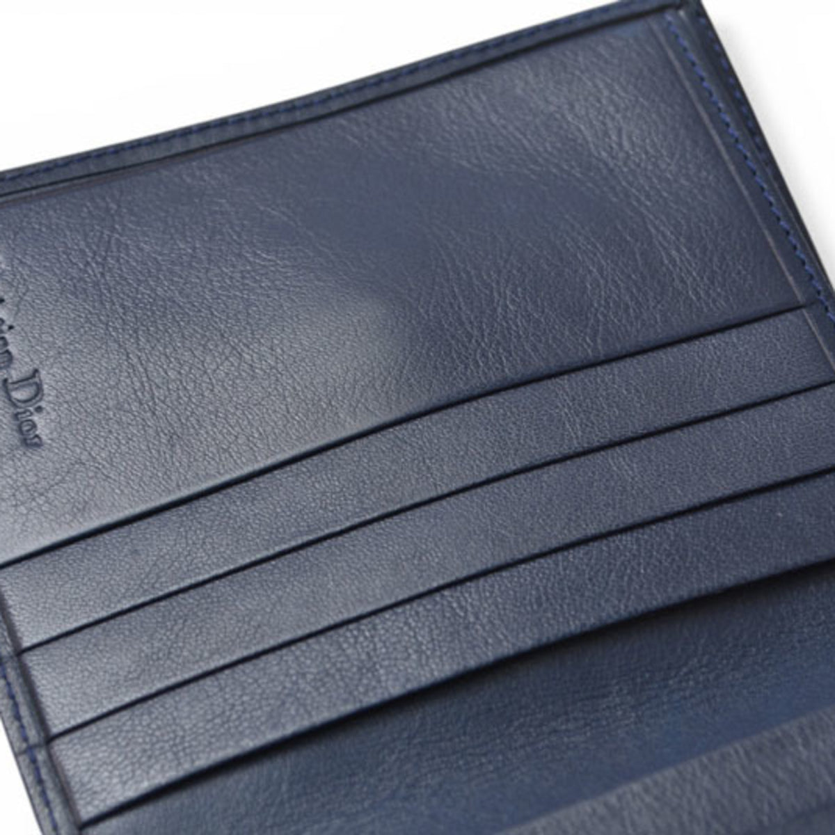 Christian Dior Navy Leather Canvas Wallet (Bi-Fold) (Pre-Owned)