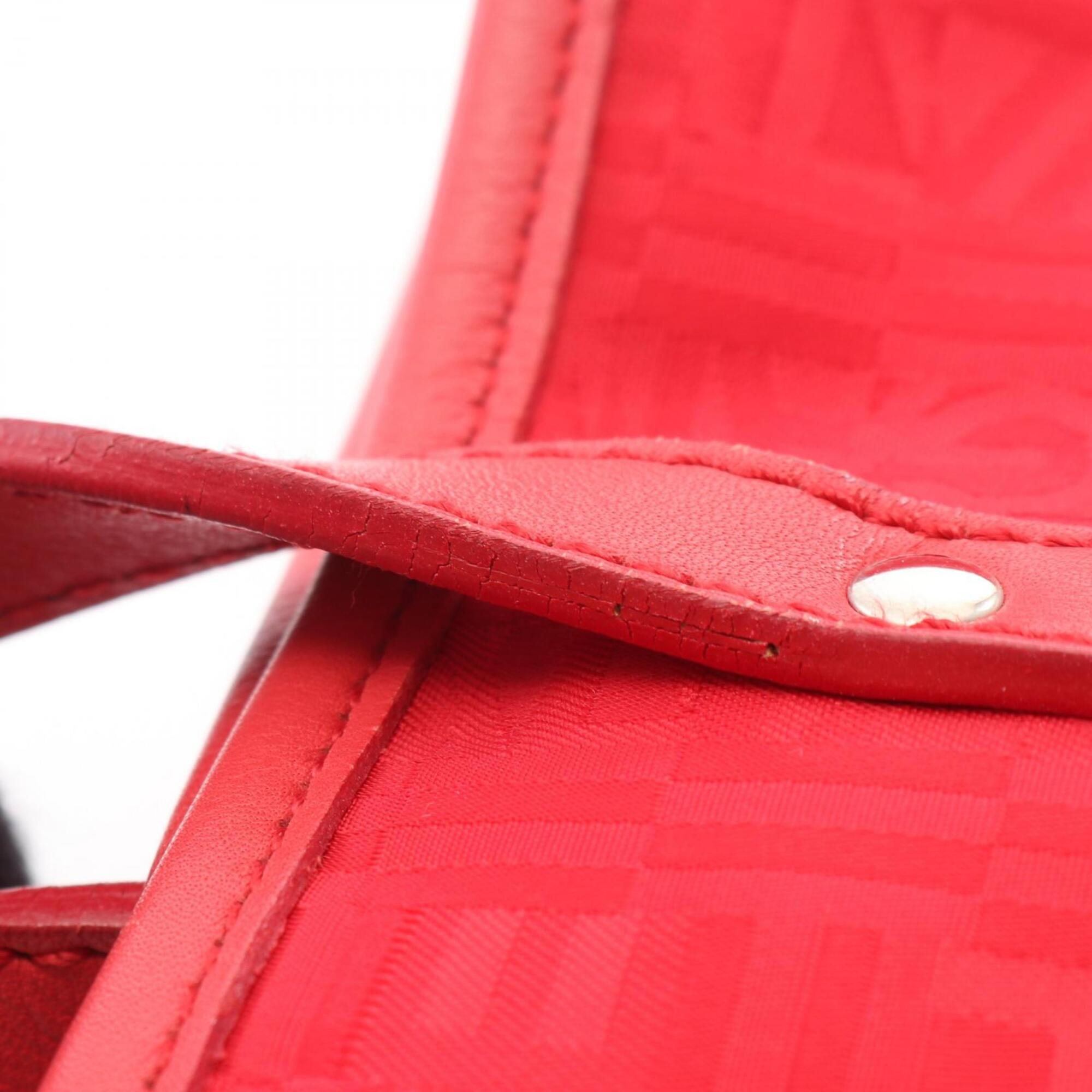 Salvatore Ferragamo Red Color Canvas Leather Handbag Tote Bag (Pre-Owned)