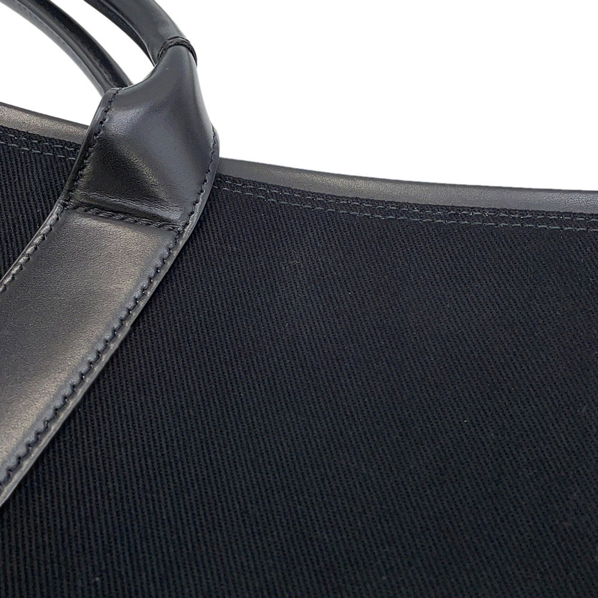 Yves Saint Laurent Black Canvas Leather Handbag Tote Bag (Pre-Owned)