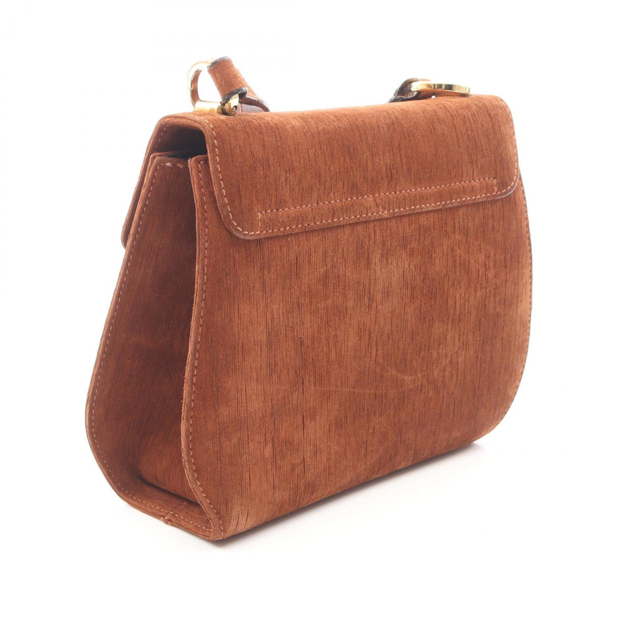 Salvatore Ferragamo Brown Suede Handbag Shoulder Bag (Pre-Owned)