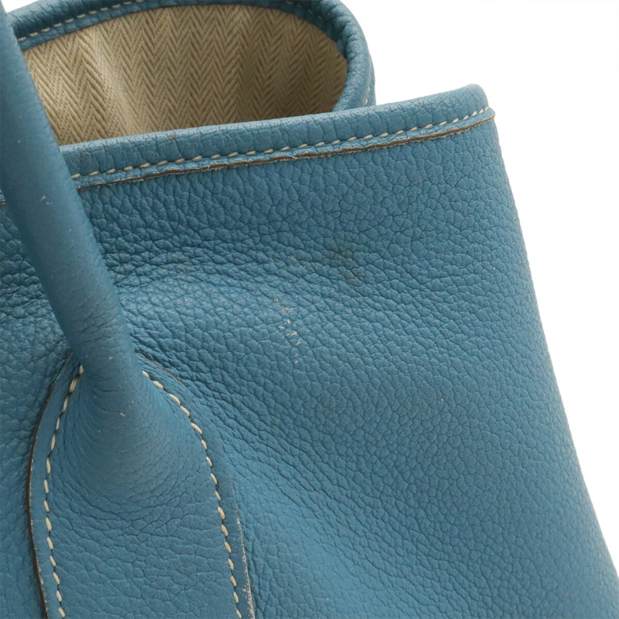 Hermes Light Blue Leather Handbag Shoulder Bag Tote Bag (Pre-Owned)