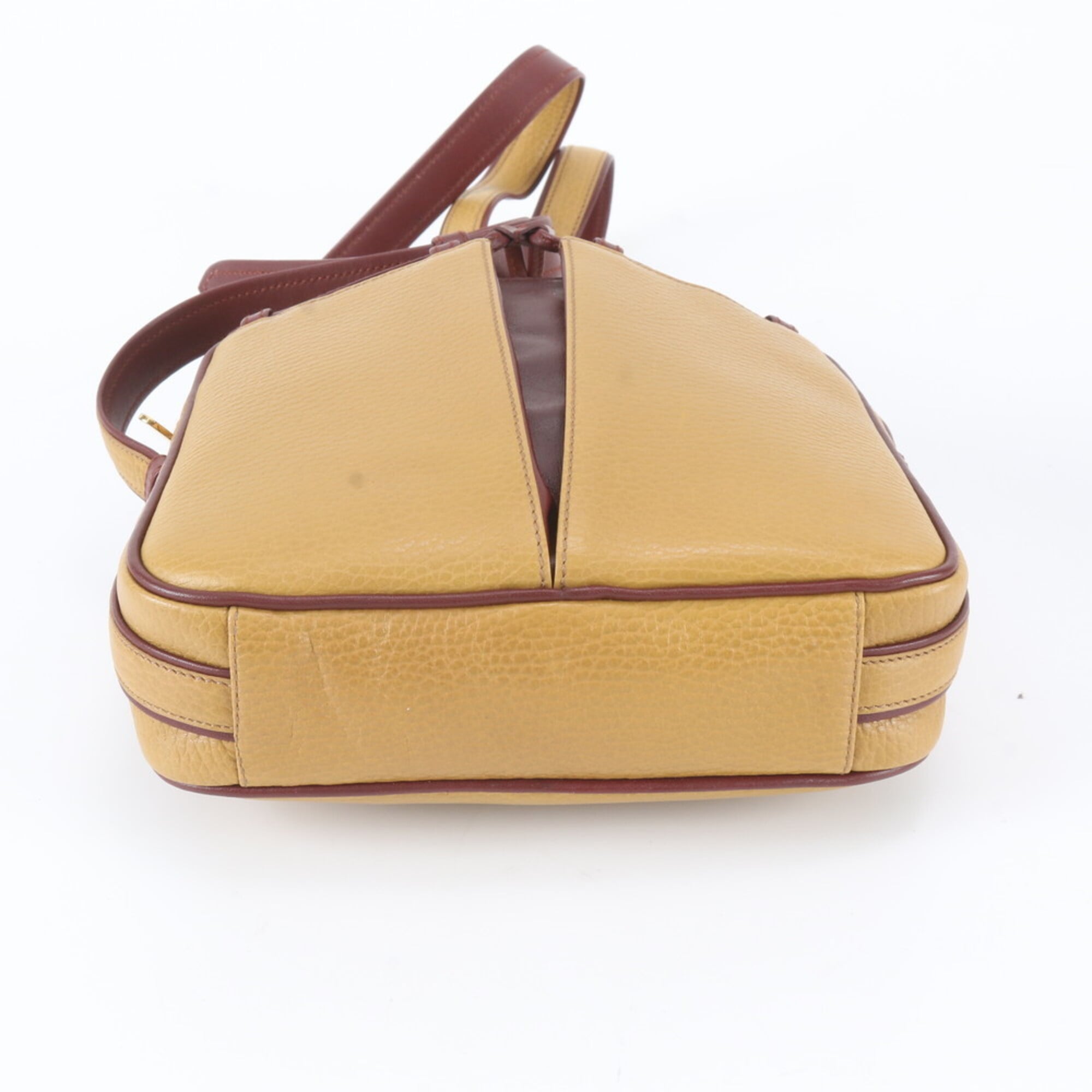 Cartier Beige Wine Red Leather Crossbody Bag Handbag Shoulder Bag Tote Bag (Pre-Owned)