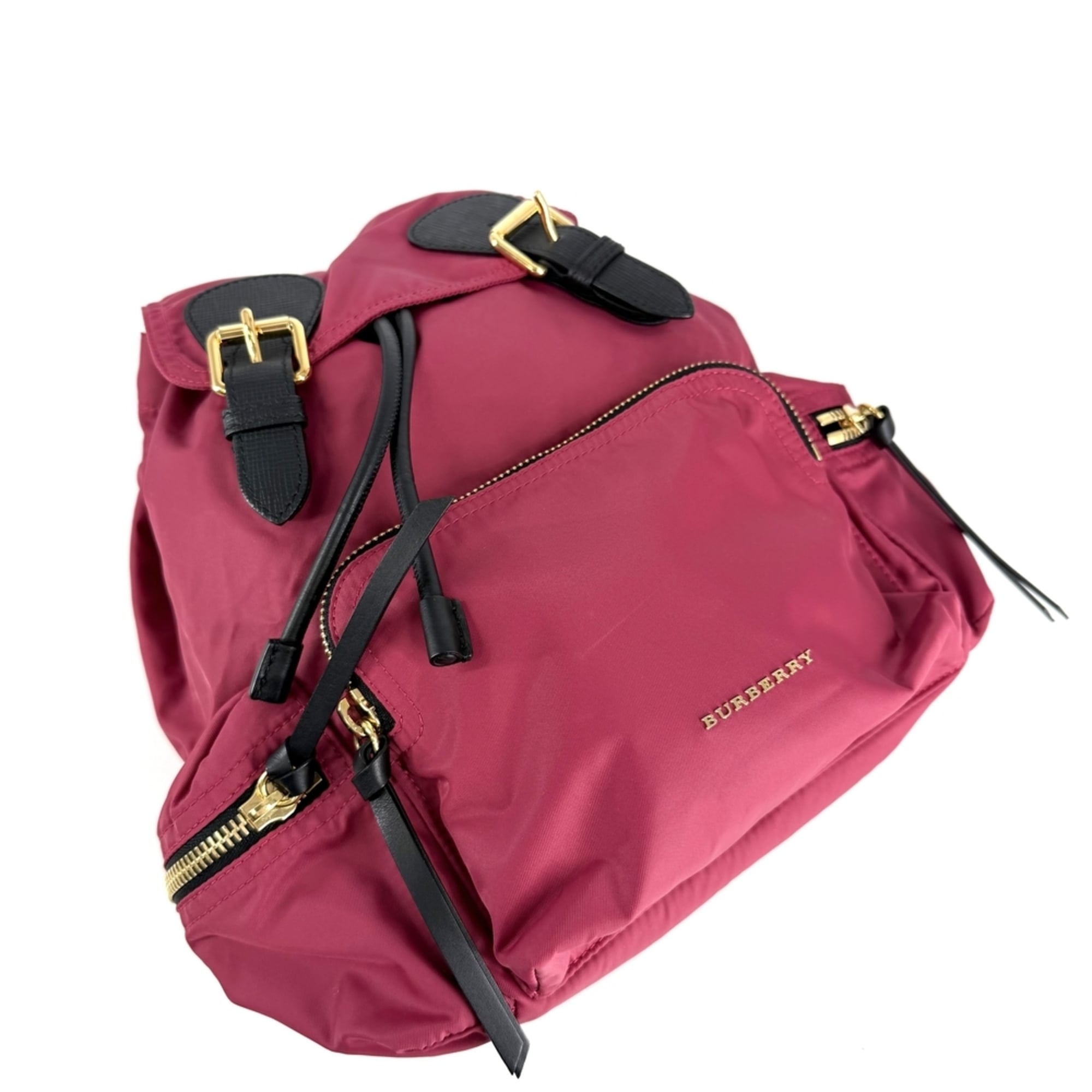 Burberry Black Pink Nylon Leather Backpack (Pre-Owned)
