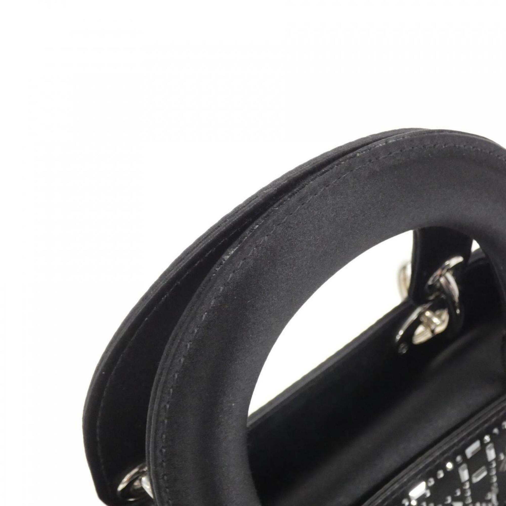 Christian Dior Black White Satin Handbag (Pre-Owned)