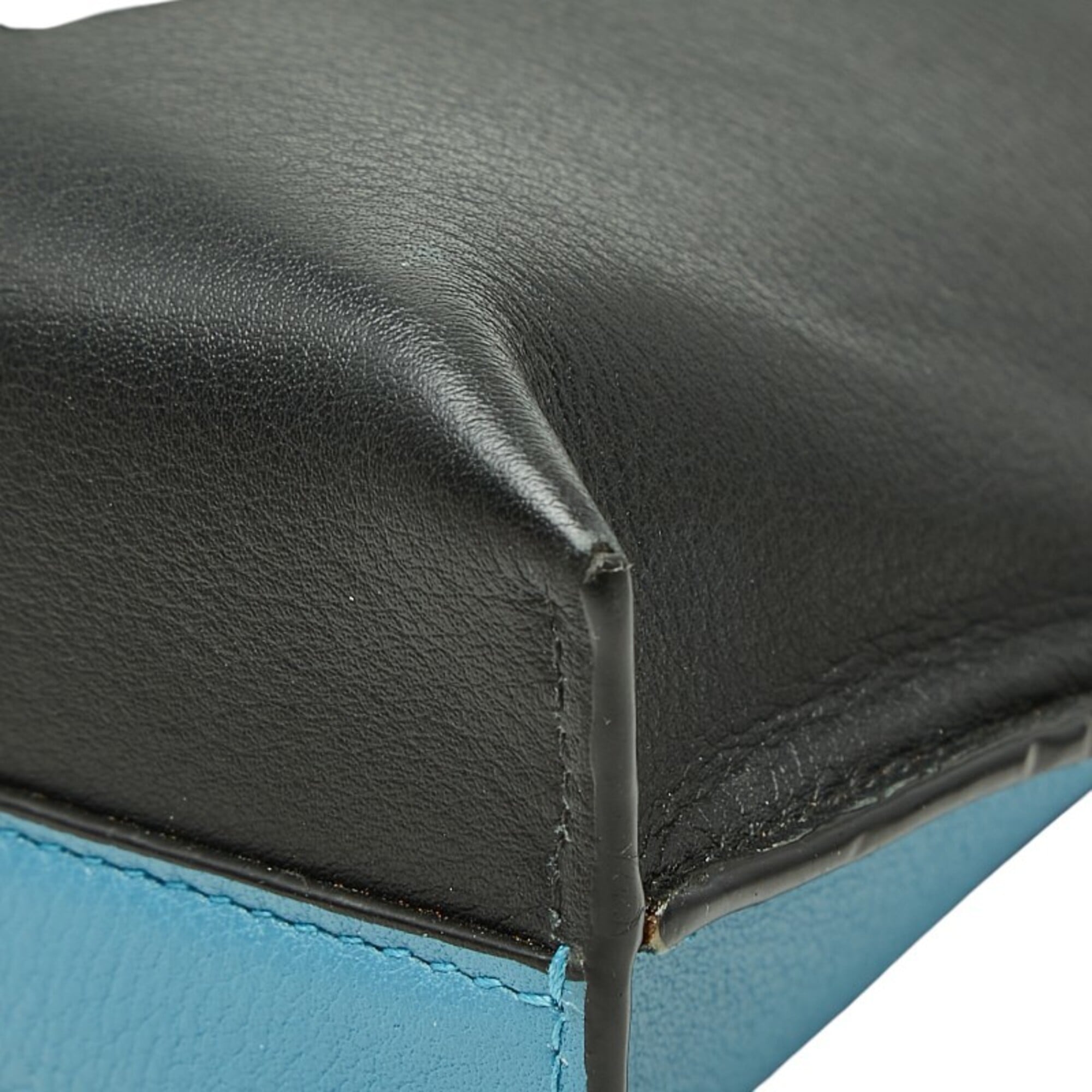 Loewe Black Blue White Leather Clutch Bag Pouch (Pre-Owned)