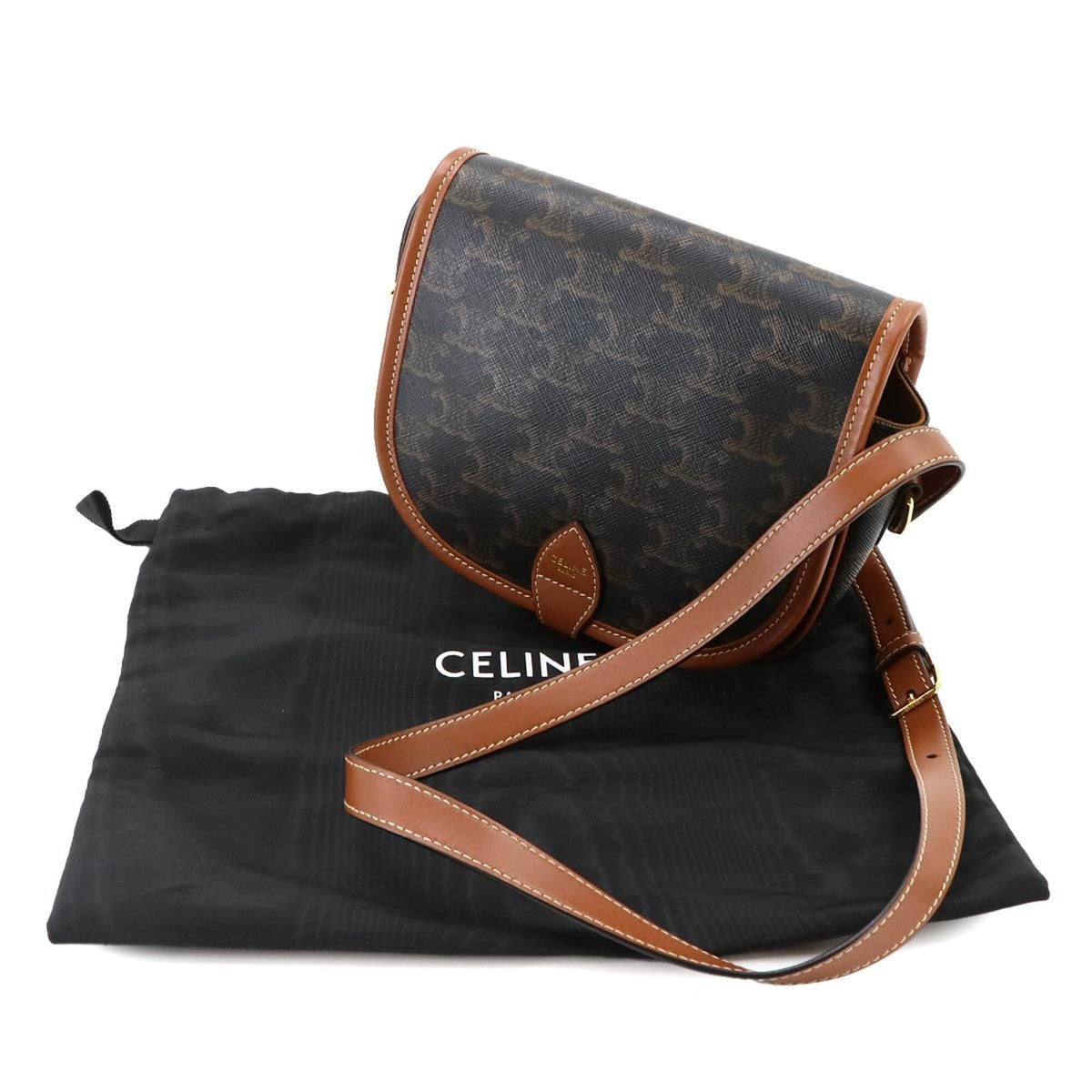Celine Brown Pvc Leather Handbag Shoulder Bag (Pre-Owned)