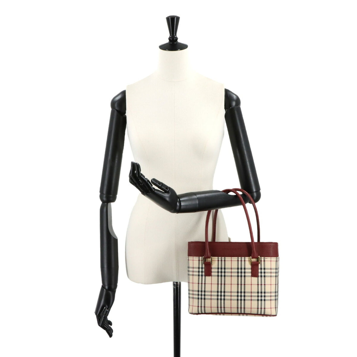 Burberry Beige Bordeaux Canvas Leather Handbag (Pre-Owned)