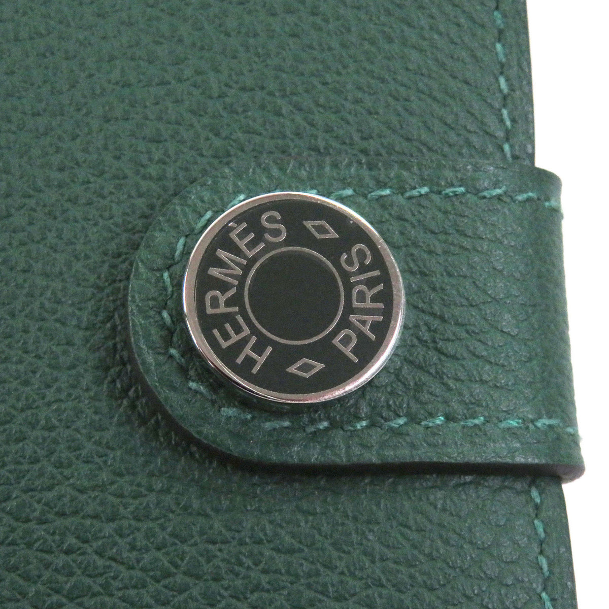 Hermes Vert Fonce Evercalf Leather Long Bill Wallet (Bi-Fold) (Pre-Owned)
