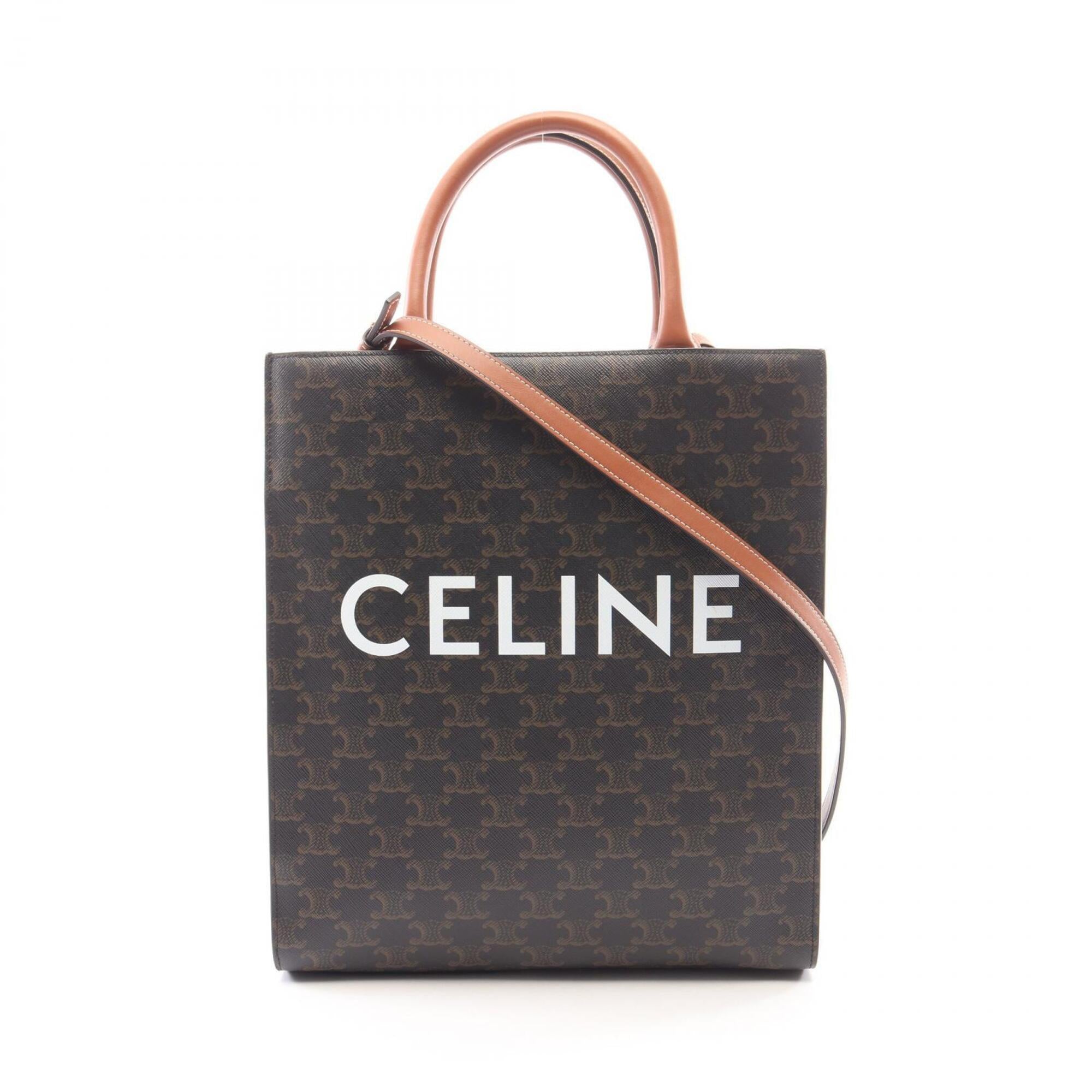 Celine Black Brown Coated Canvas Pvc Leather Handbag Tote Bag (Pre-Owned)