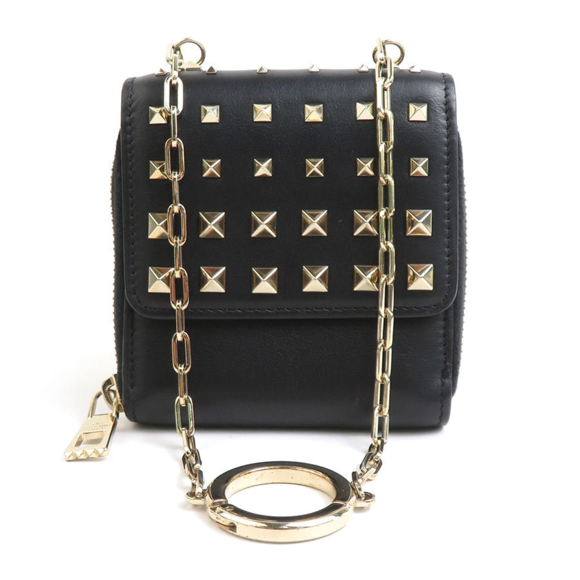 Valentino Garavani Black Leather Coin Purse/Coin Case (Pre-Owned)