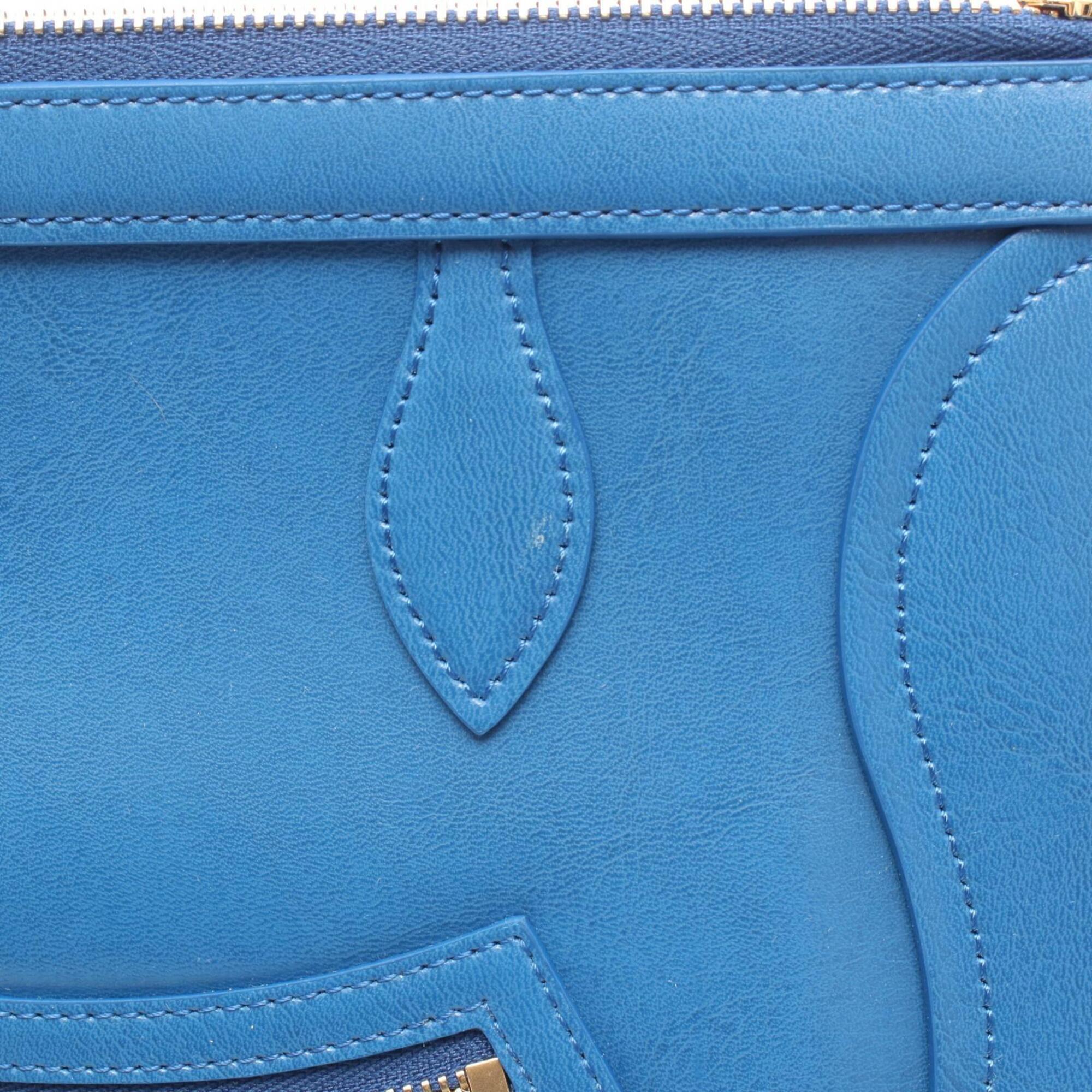 Celine Blue Leather Clutch Bag Handbag Pouch (Pre-Owned)
