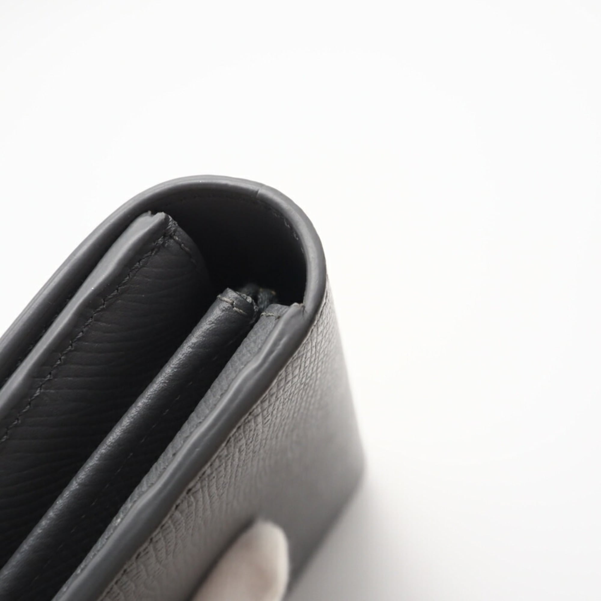 Celine Gray Leather Long Wallet (Bi-Fold) (Pre-Owned)