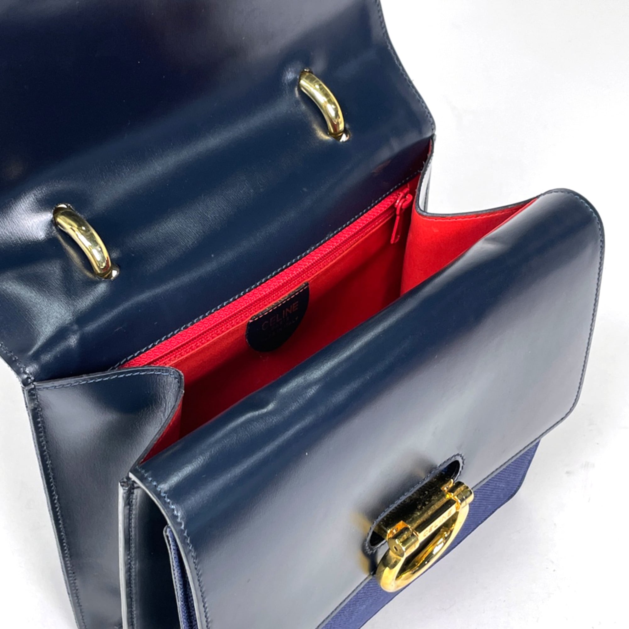 Celine Navy Canvas Leather Handbag (Pre-Owned)