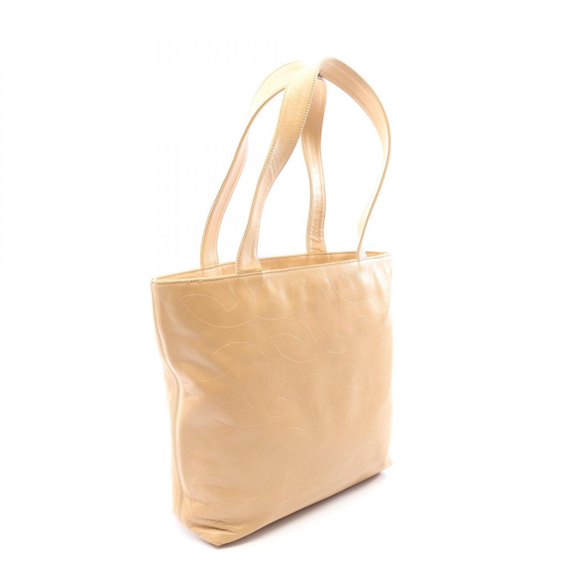 Chanel Beige Leather Handbag Tote Bag (Pre-Owned)