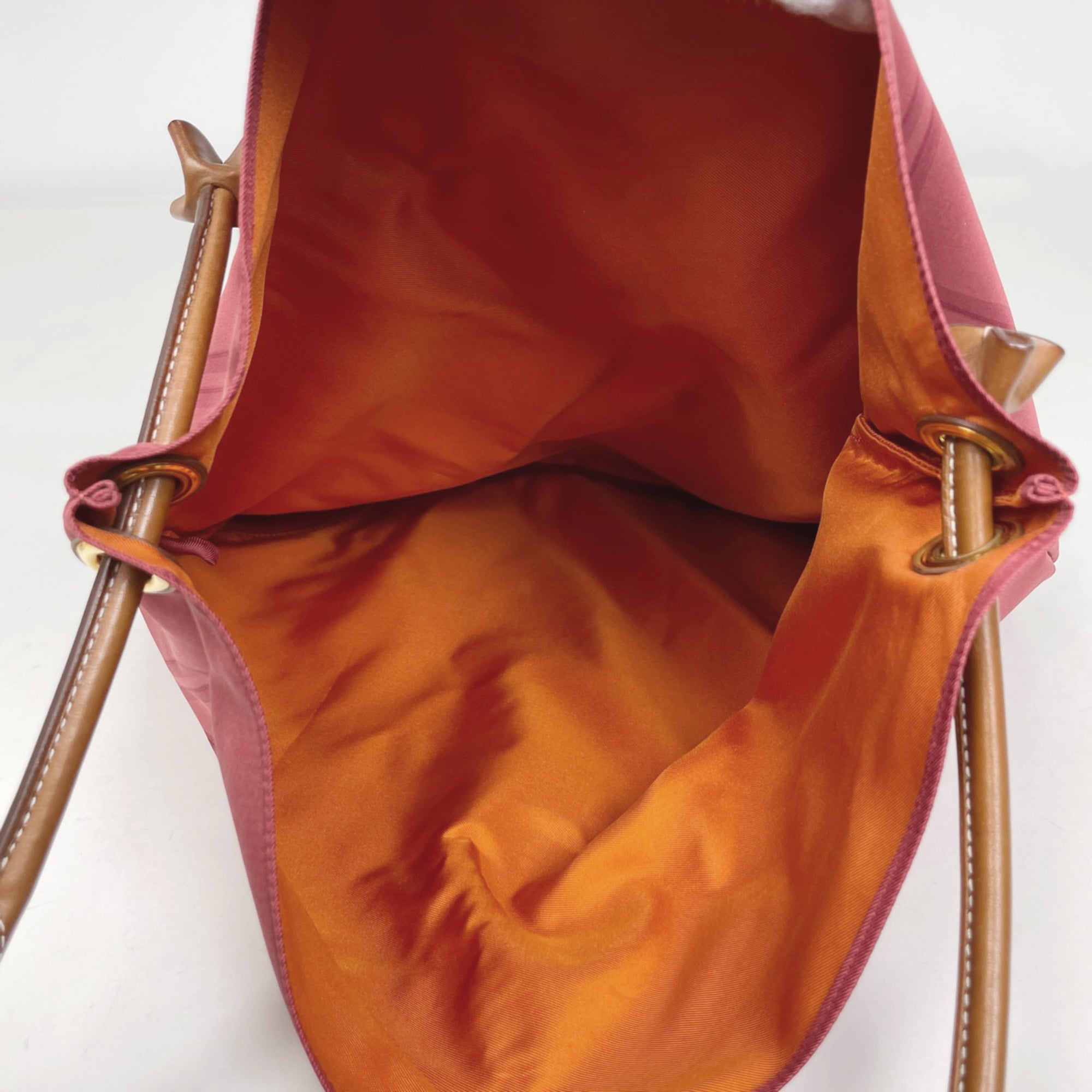 Hermes Red Brown Silk Leather Pouch Shoulder Bag (Pre-Owned)