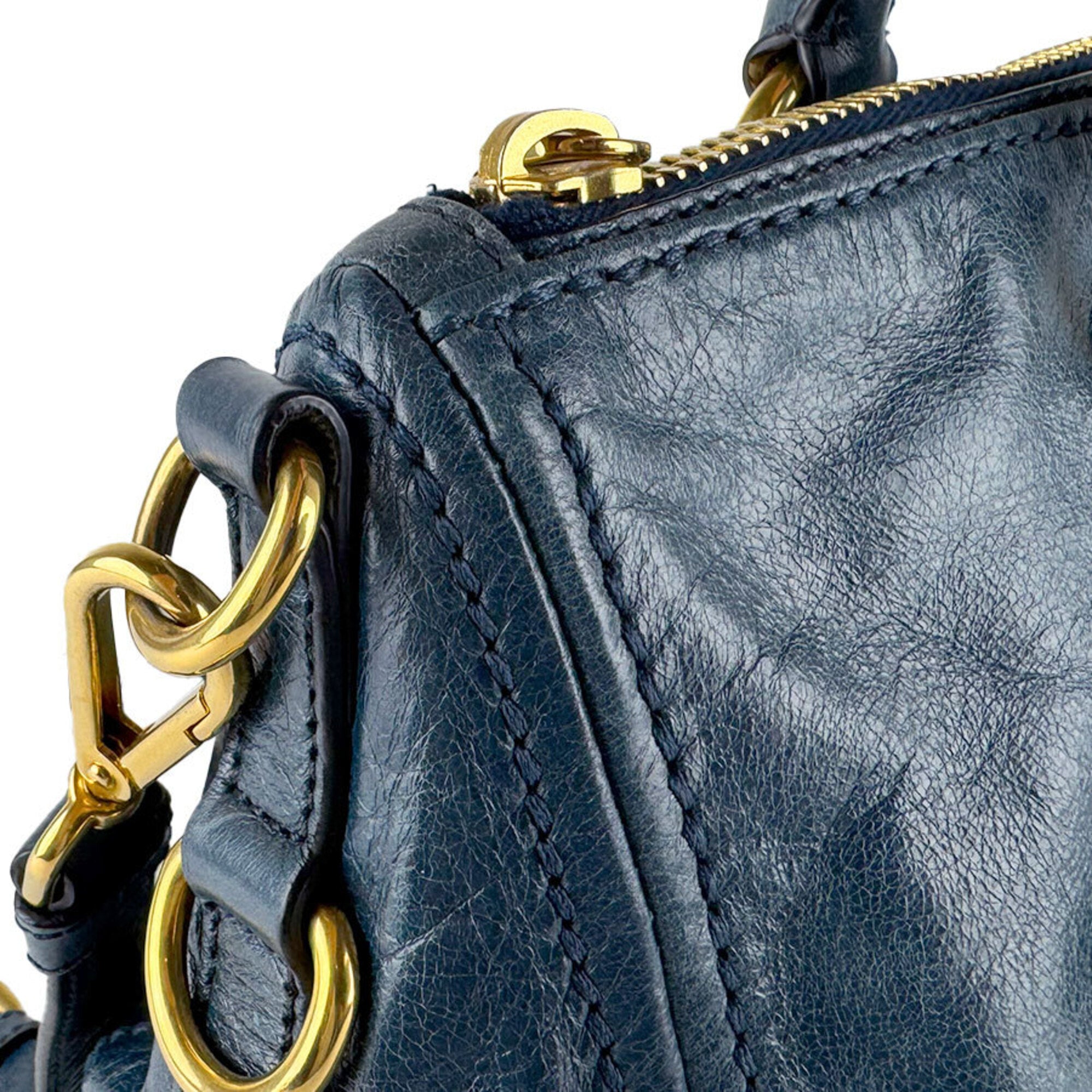 Prada Green Leather Handbag Shoulder Bag (Pre-Owned)