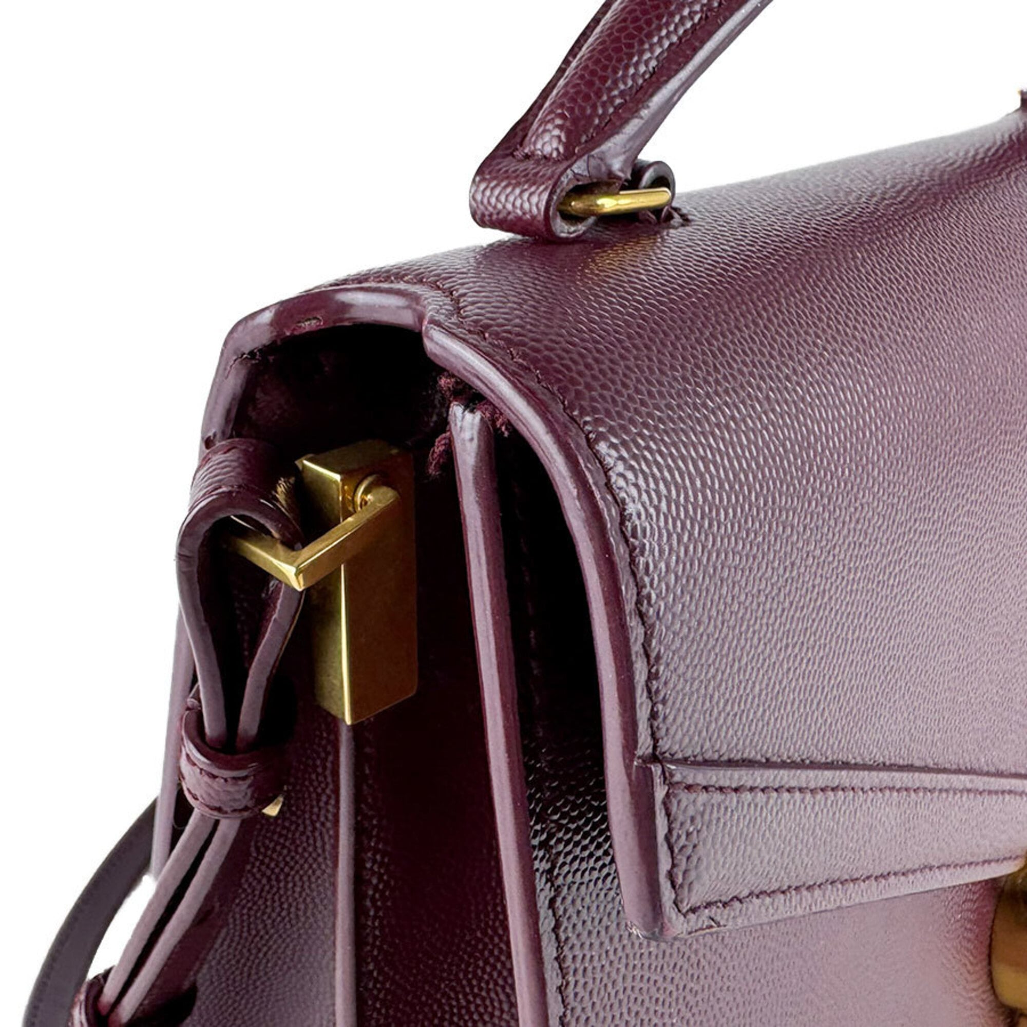 Saint Laurent Bordeaux Leather Handbag Shoulder Bag (Pre-Owned)