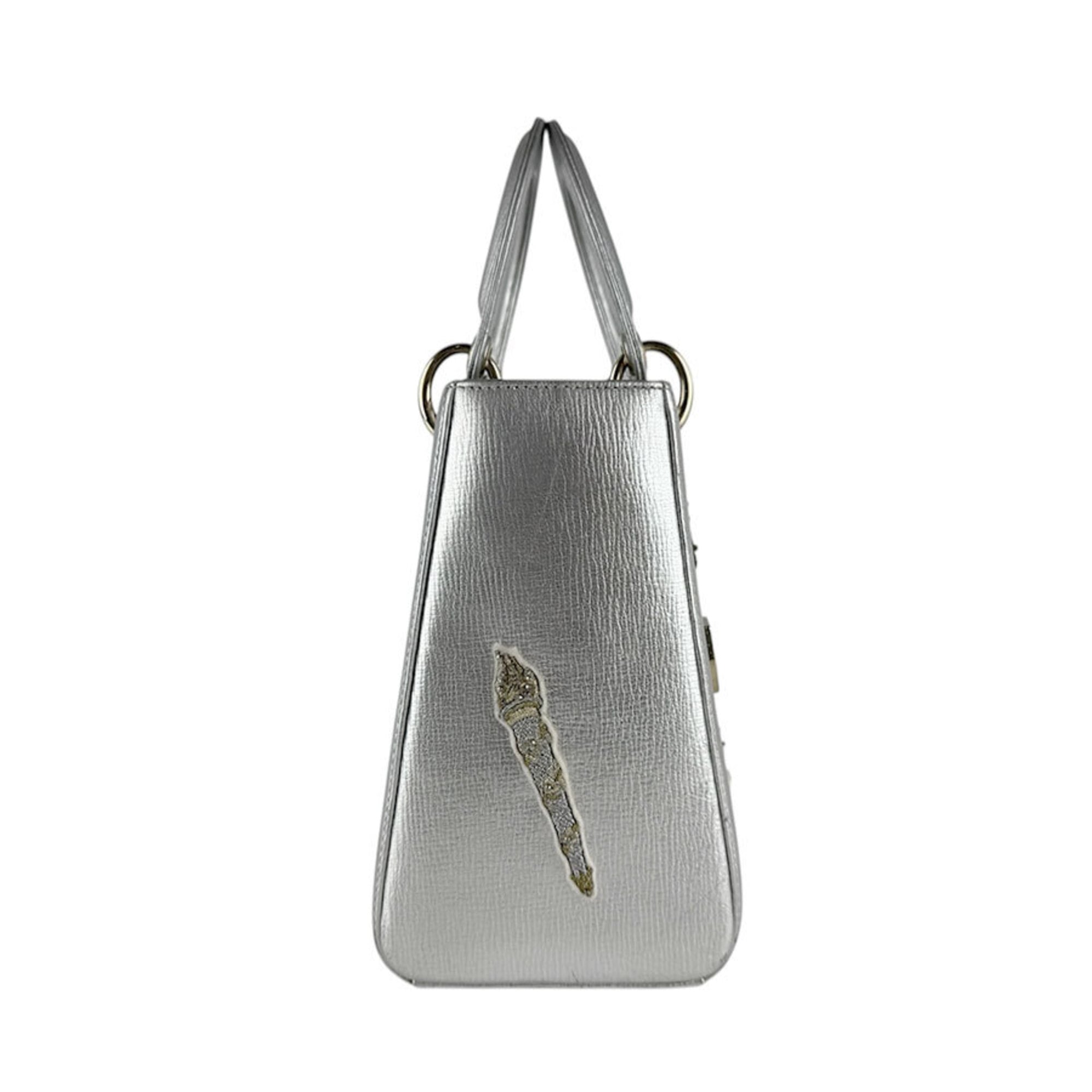 Christian Dior Multi-Color Silver Leather Handbag Shoulder Bag (Pre-Owned)