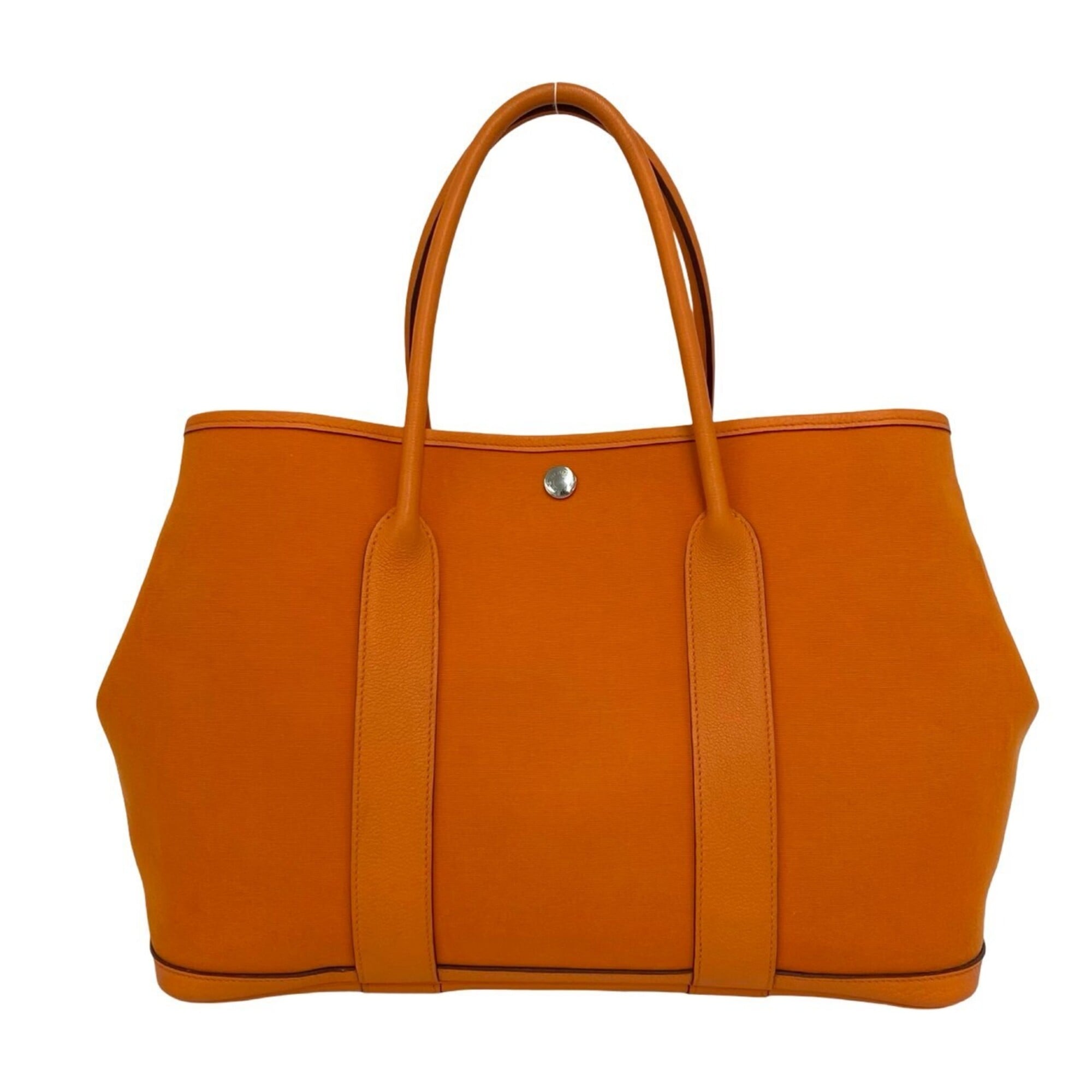 Hermes Orange Toile Officier Buffalo Leather Handbag Tote Bag (Pre-Owned)