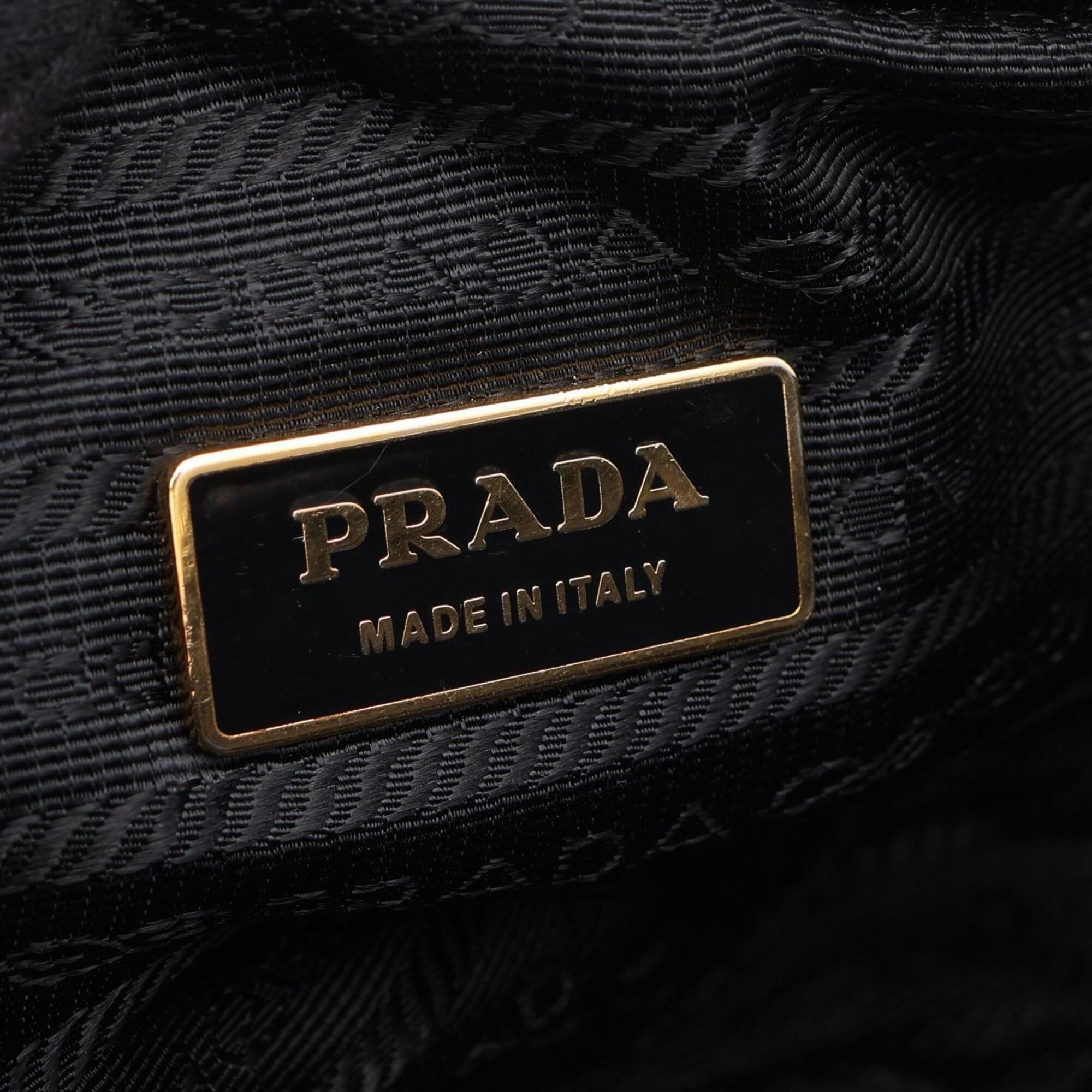Prada Black Pink Leather Handbag Shoulder Bag (Pre-Owned)