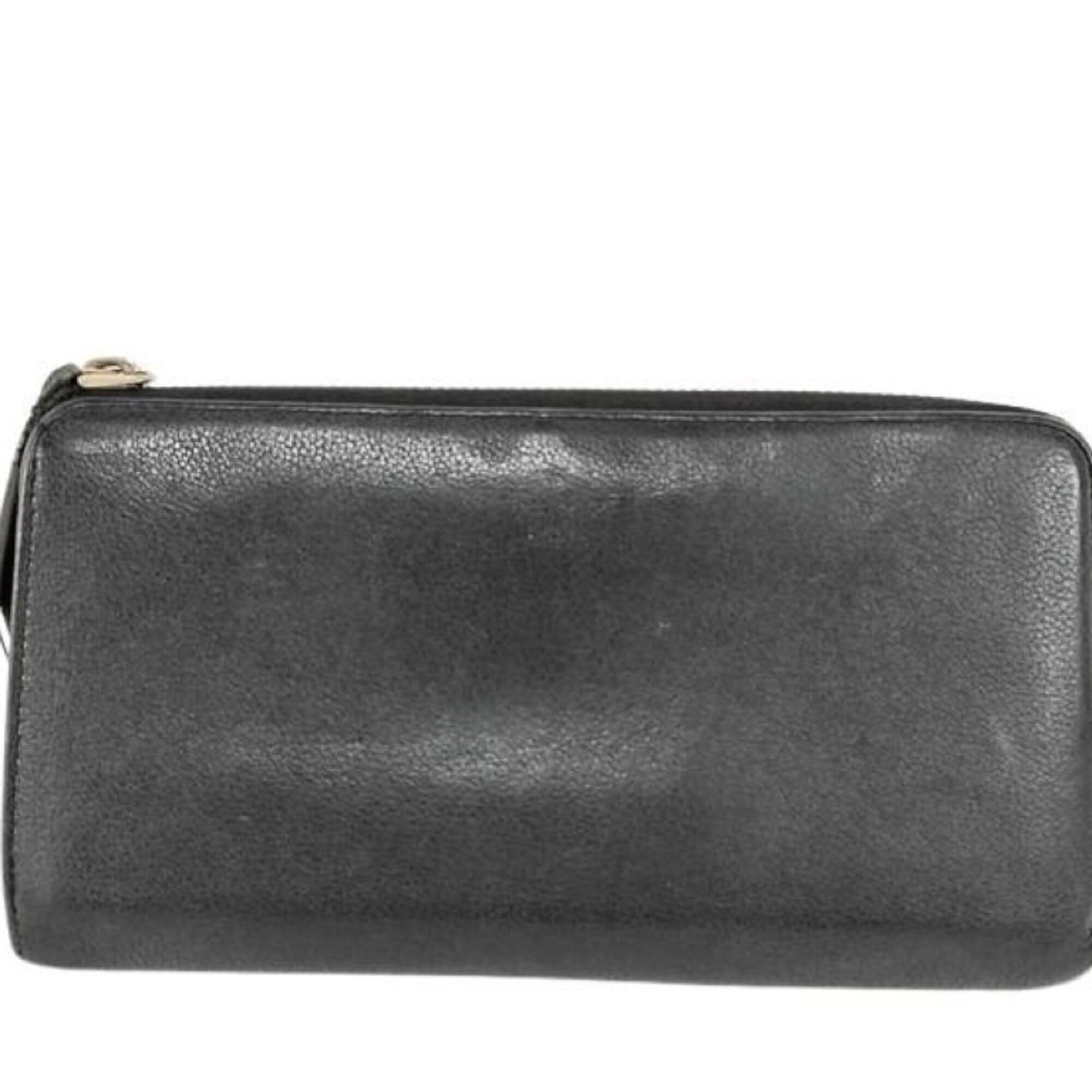 Louis Vuitton Black Leather Long Wallet (Bi-Fold) (Pre-Owned)
