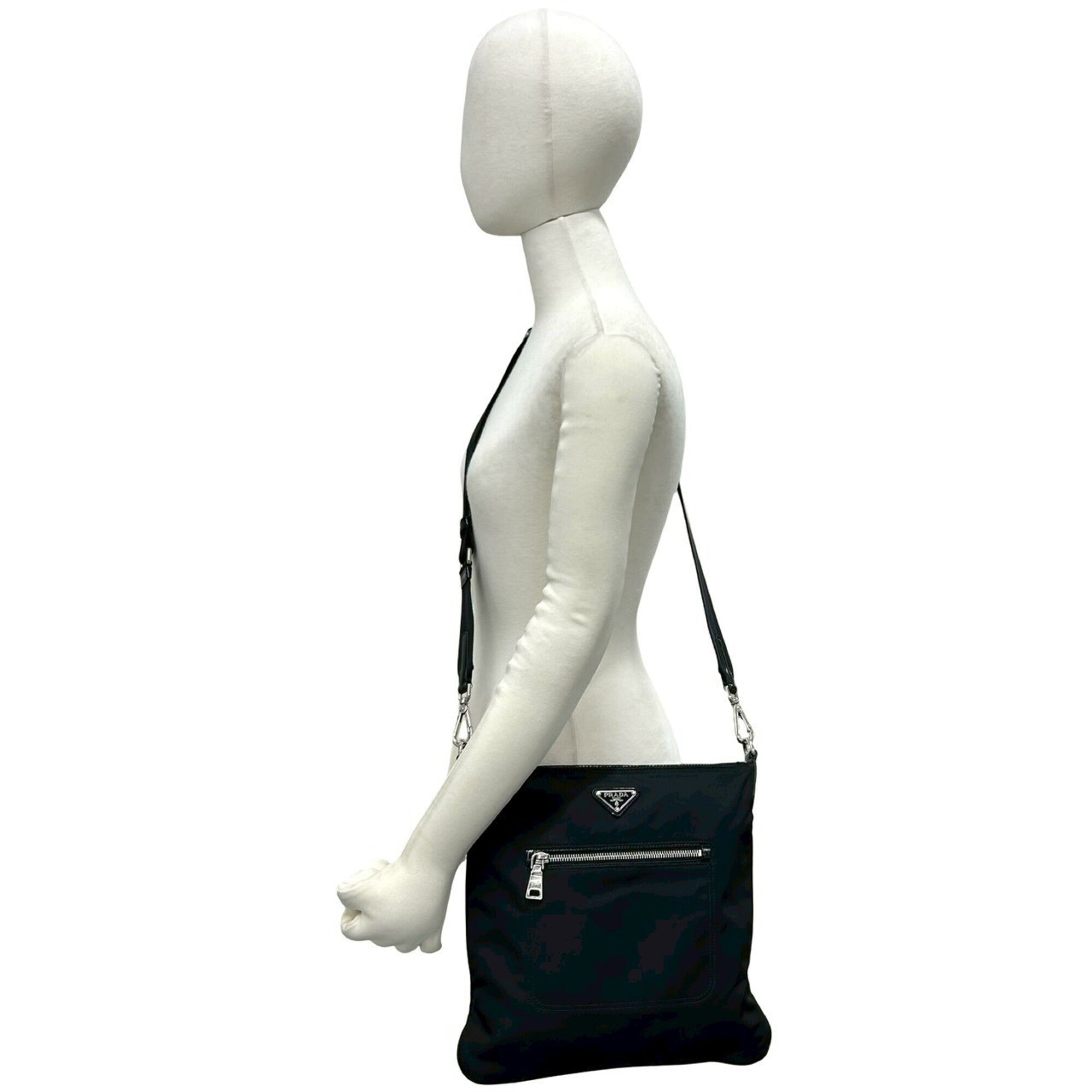 Prada Black Nylon Patent Leather Pochette Shoulder Bag (Pre-Owned)