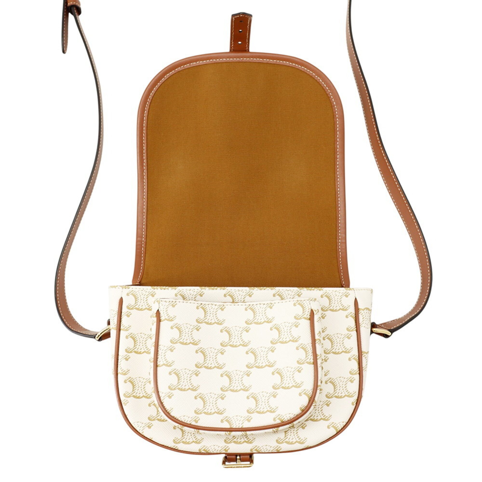 Celine Brown White Pvc Leather Shoulder Bag (Pre-Owned)