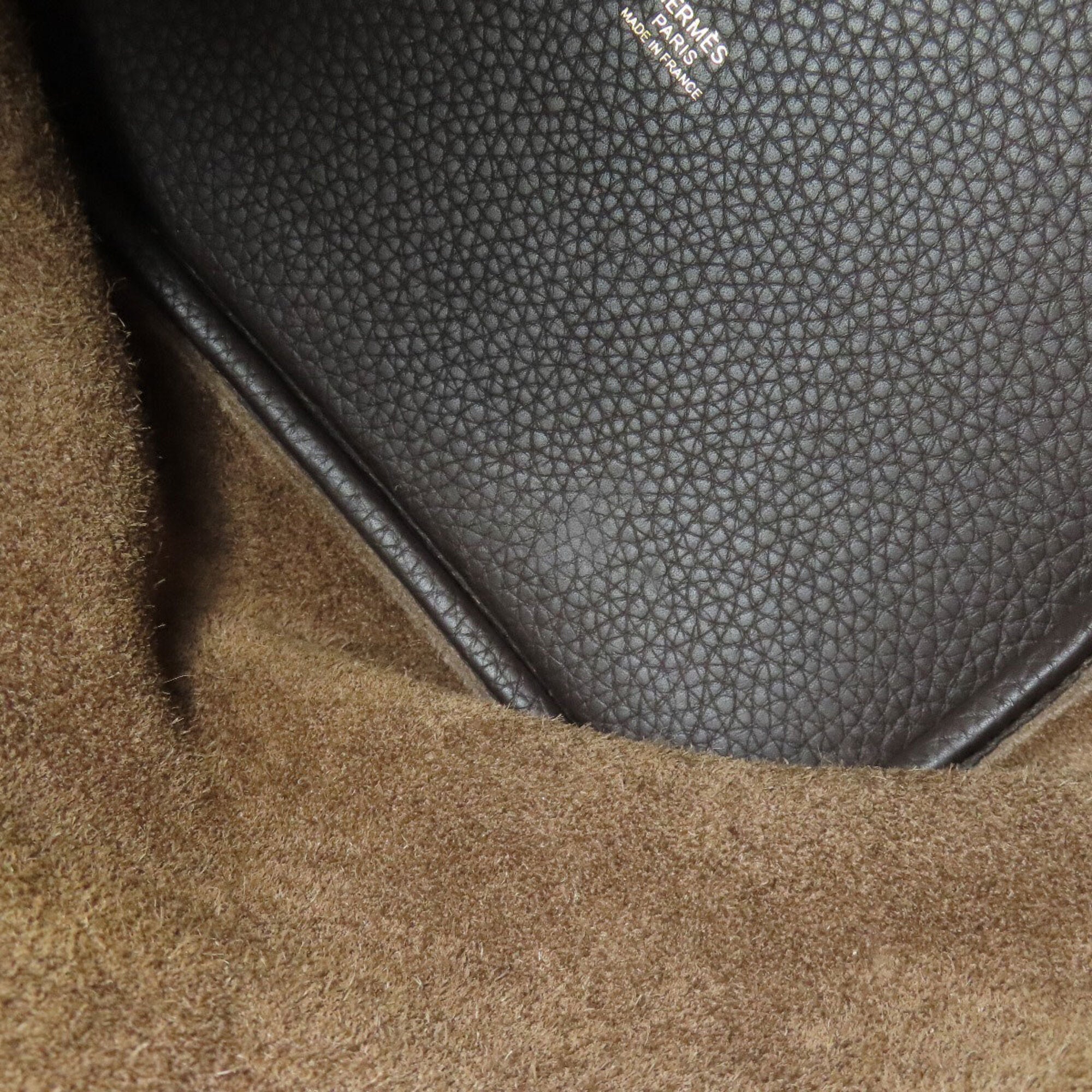 Hermes Dark Brown Taurillon Clemence Leather Handbag (Pre-Owned)