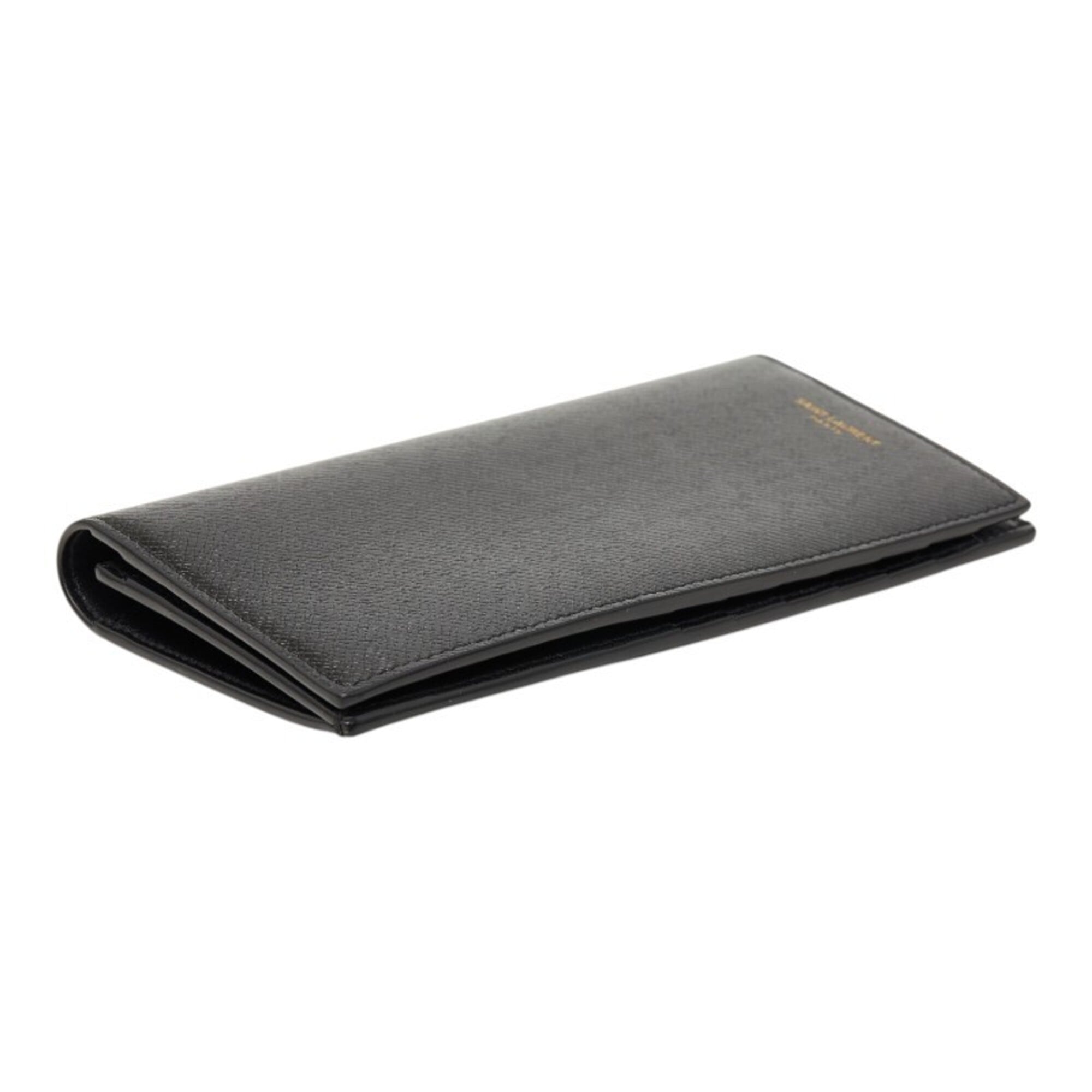 Saint Laurent Black Leather Long Wallet (Bi-Fold) (Pre-Owned)
