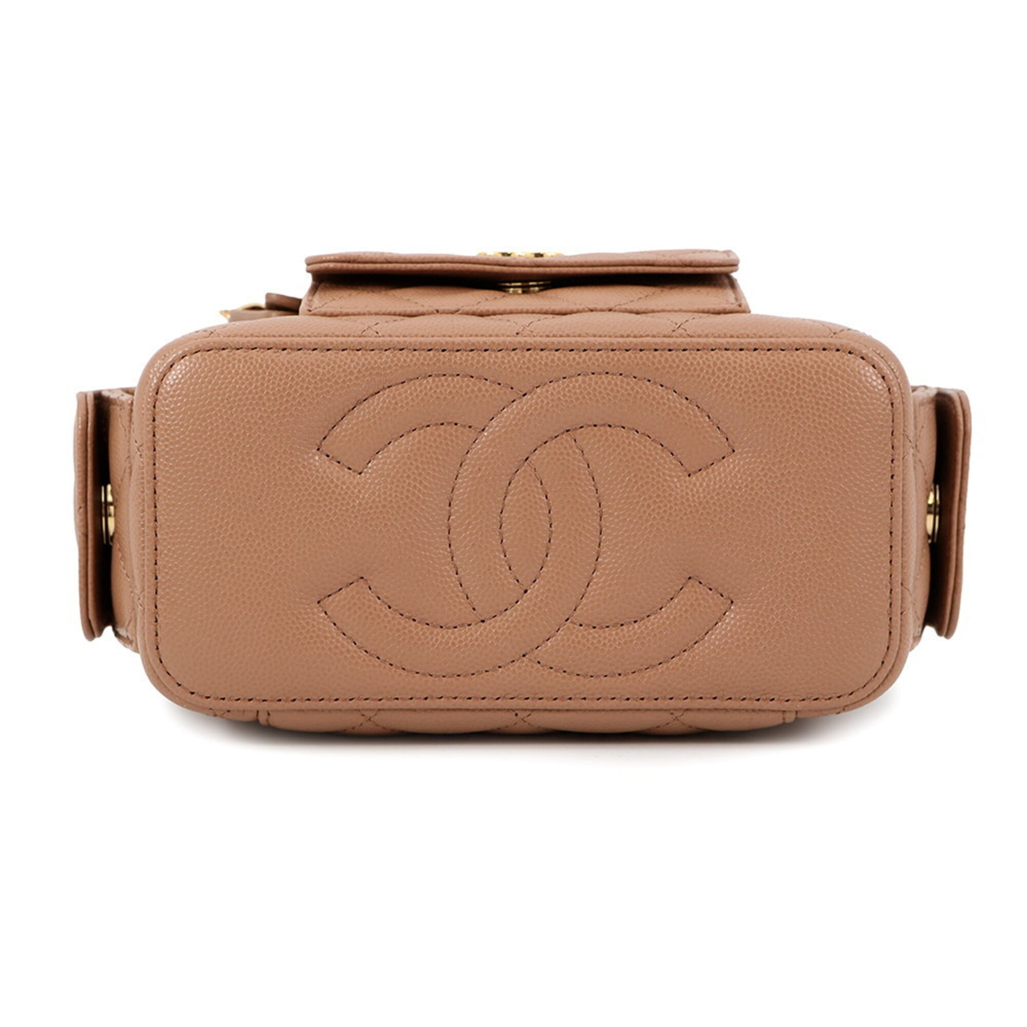 Chanel Pink Beige Grained Calfskin Shoulder Bag Vanity Bag (Pre-Owned)