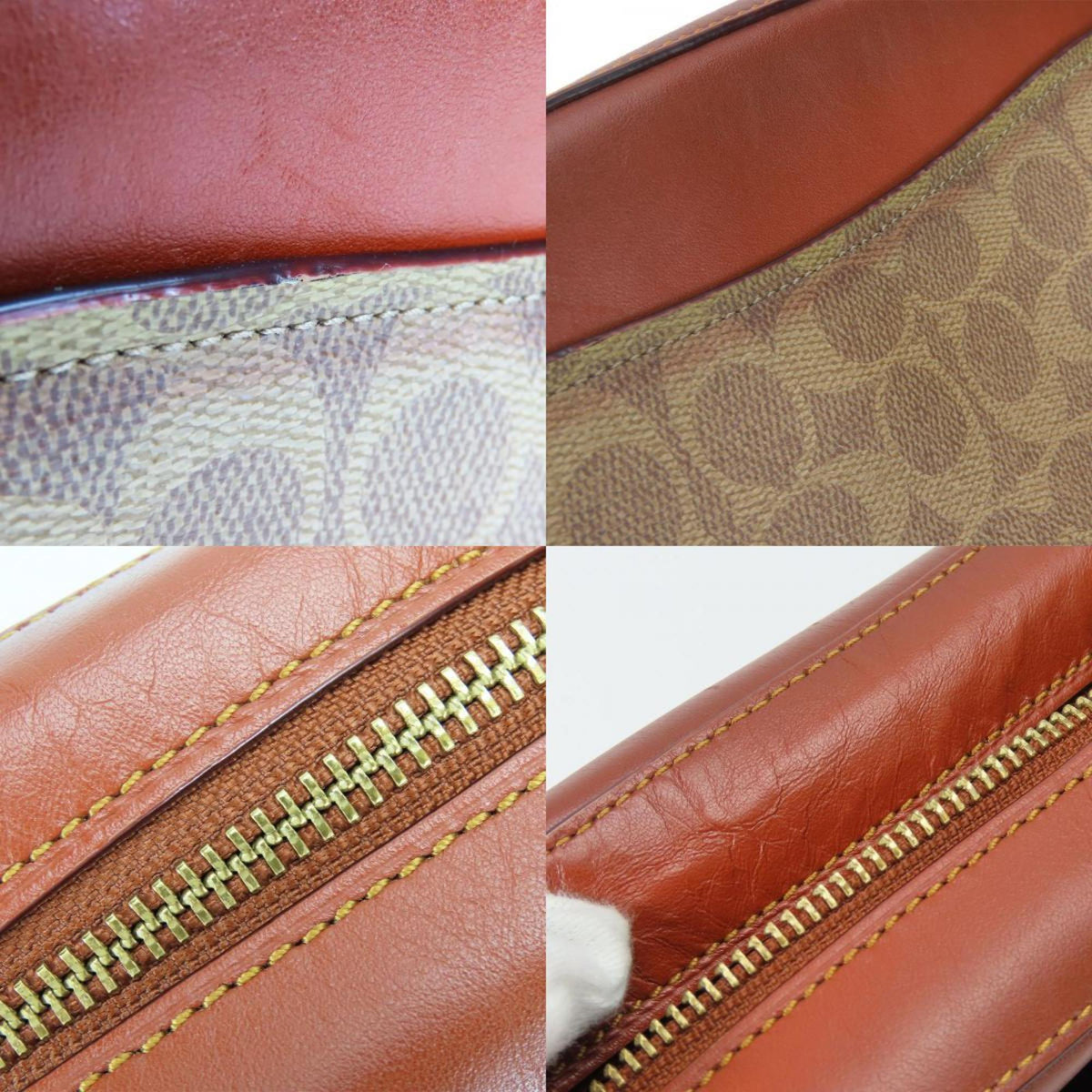 Coach Brown Leather Pvc Shoulder Bag (Pre-Owned)