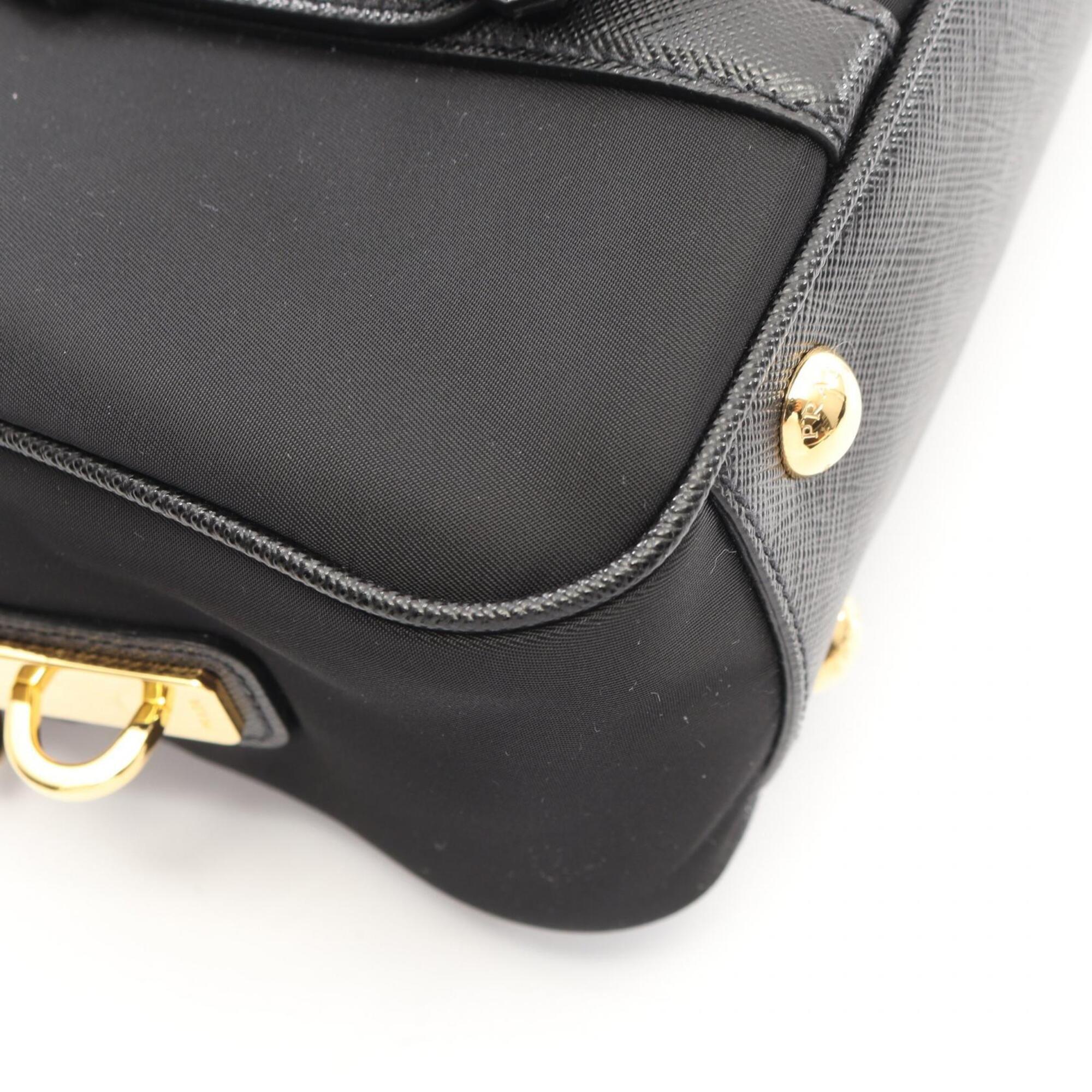 Prada Saffiano Black Tessuto Saffiano Handbag (Pre-Owned)