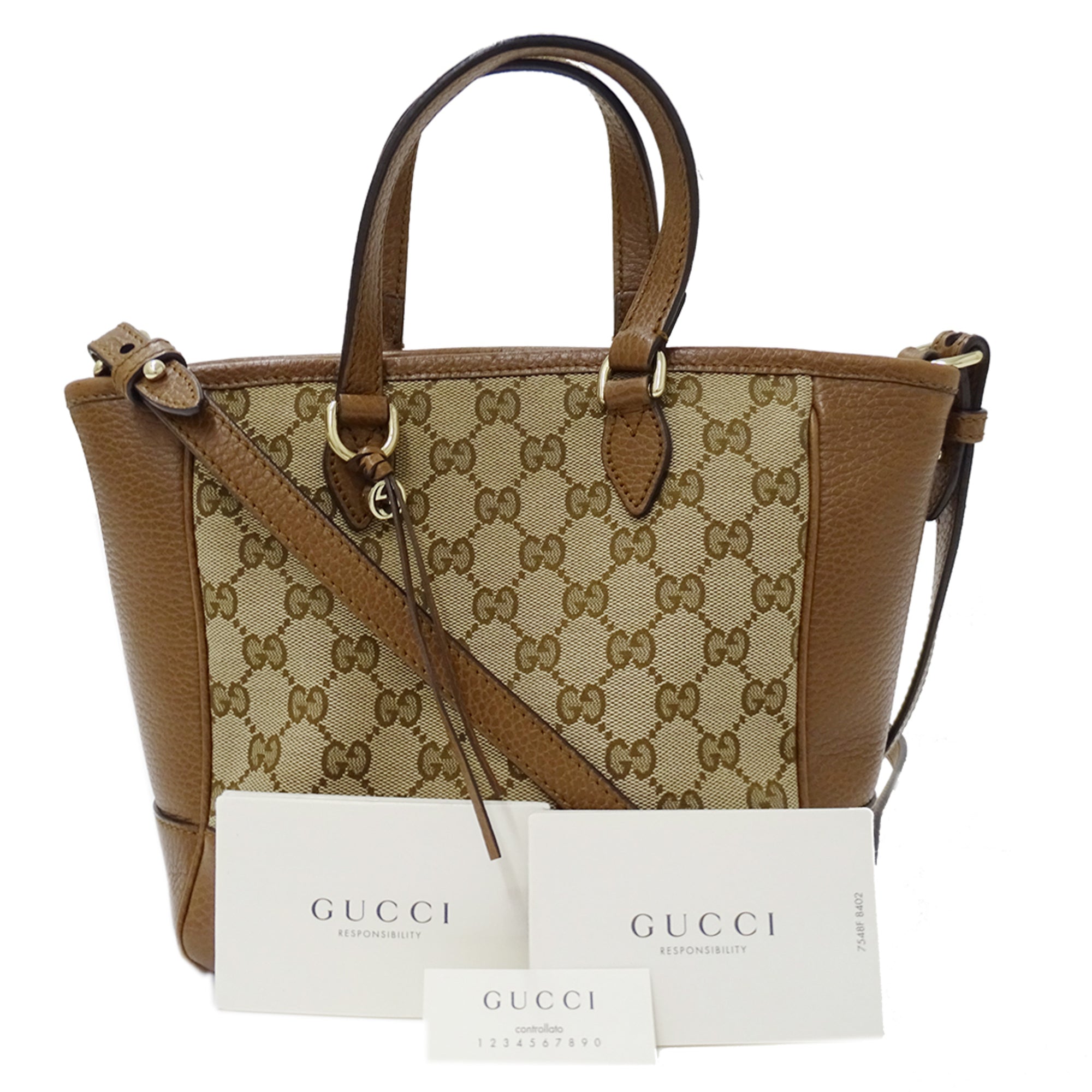 Gucci Beige Brown Gg Canvas Handbag Shoulder Bag (Pre-Owned)
